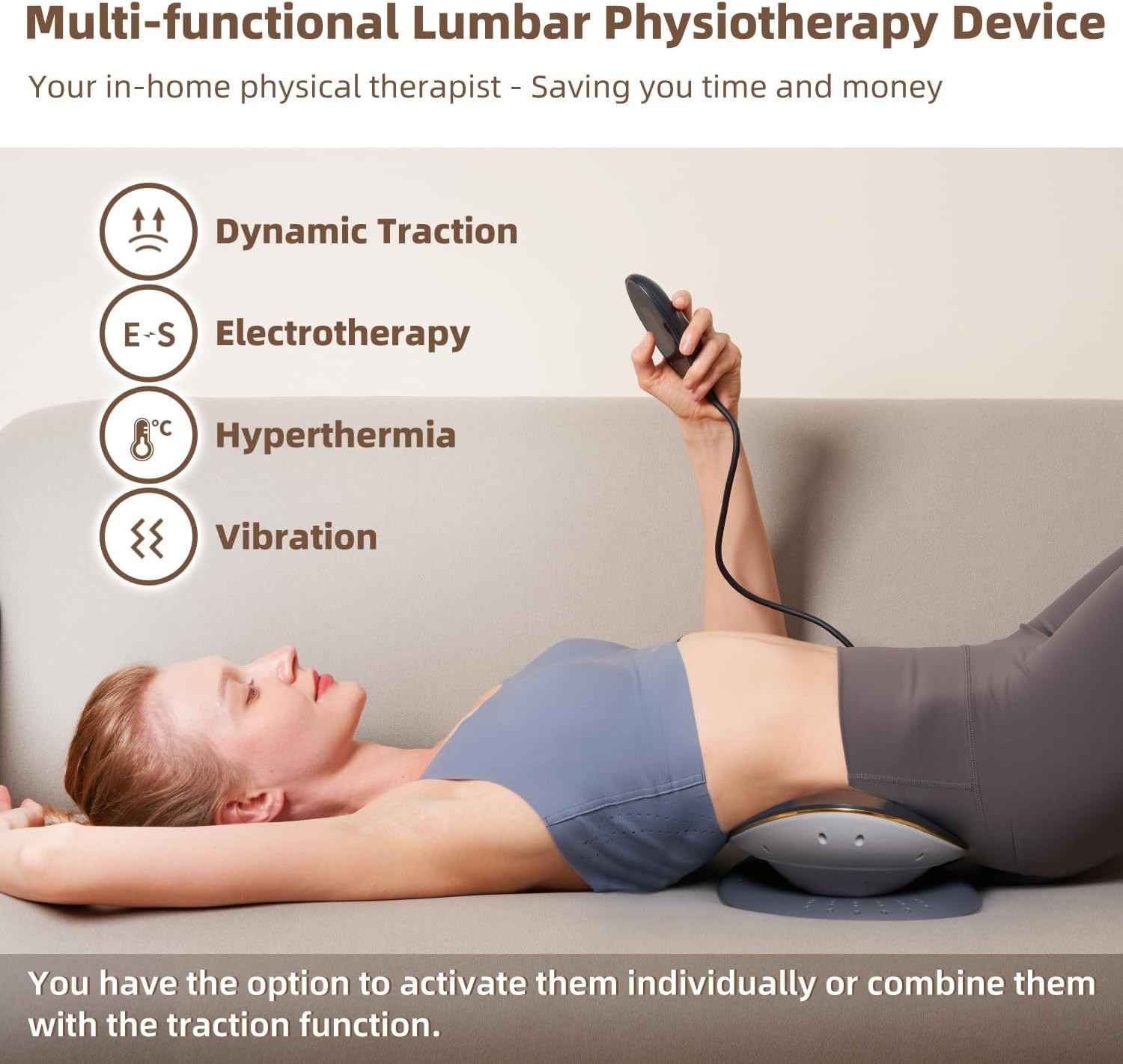 Electric Lumbar Traction Device, Multifunctional Back Traction Device with Dynam