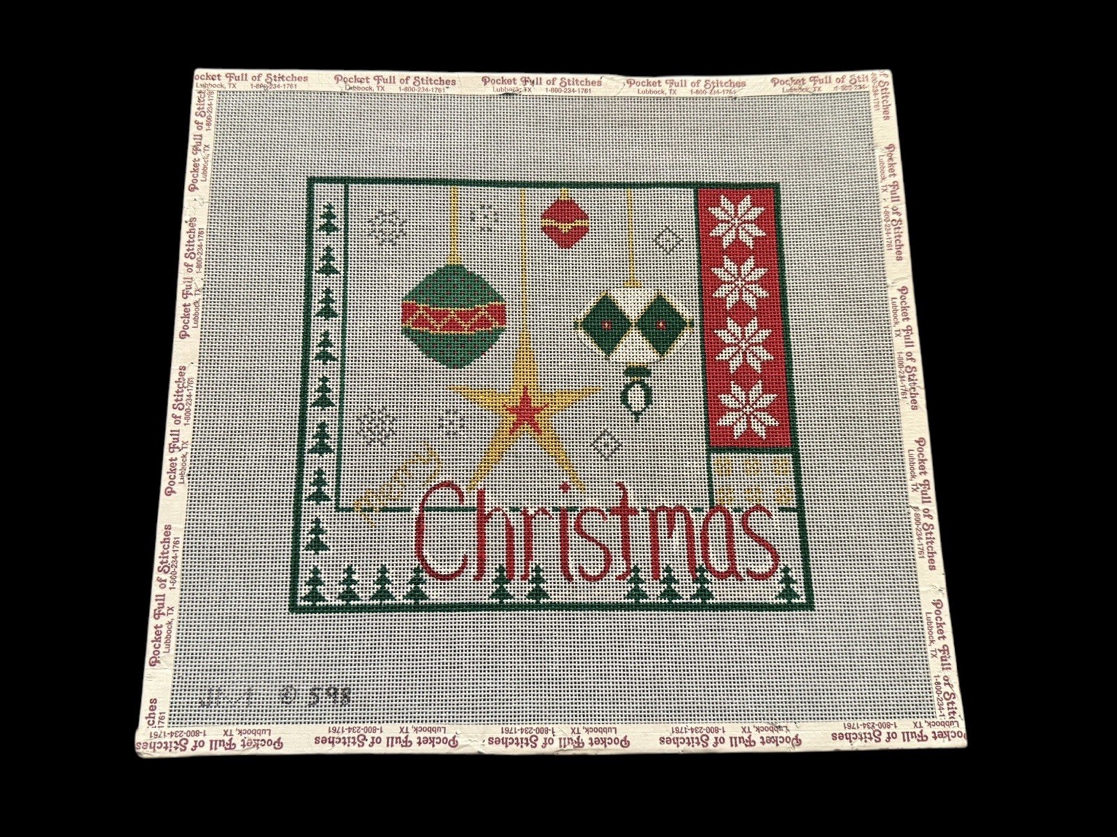Merry Christmas Ornaments Hand Painted Needlepoint Canvas 12x11