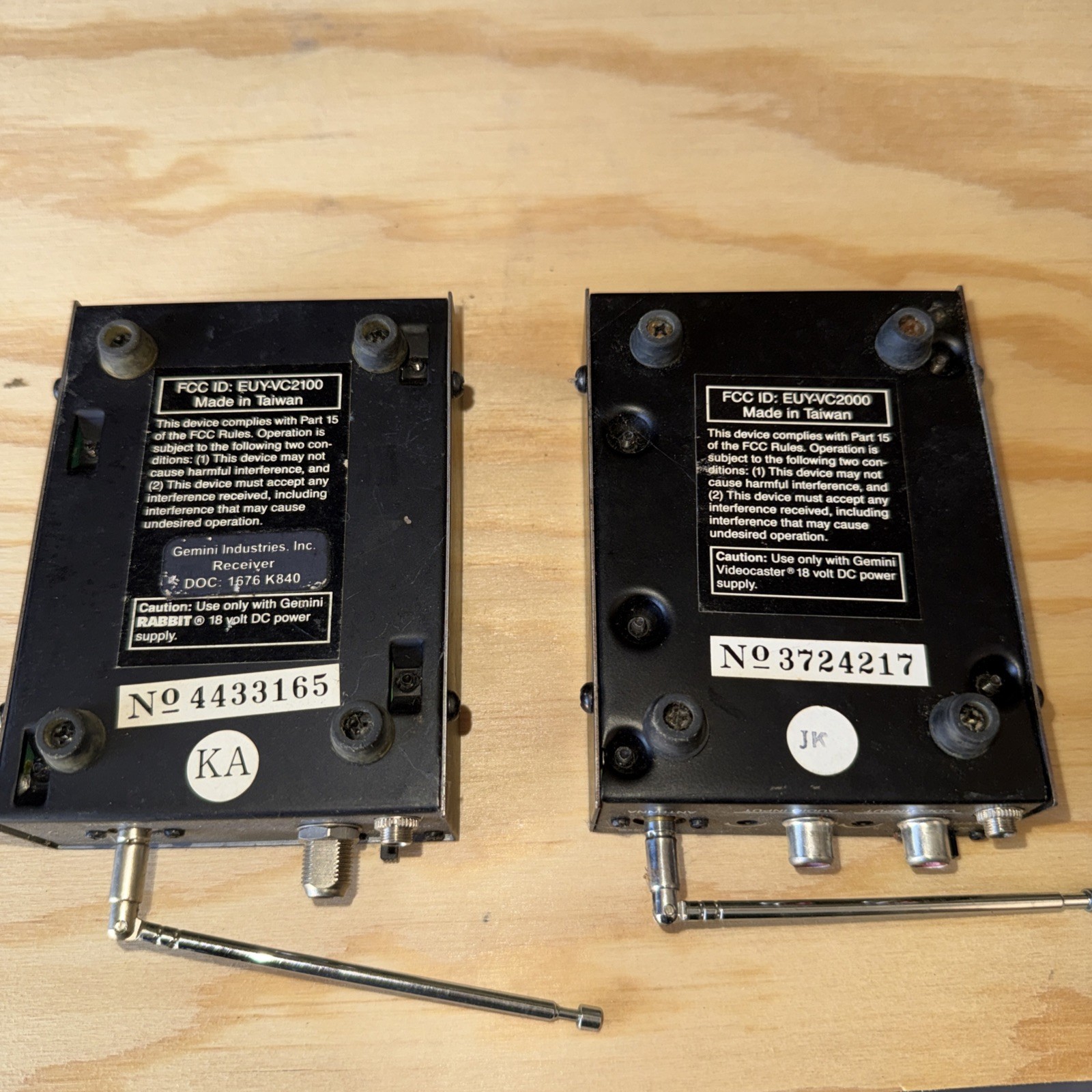 Gemini Rabbit Vcr Transmitter and Receiver Use only With Gemini Rabbit Dc Power