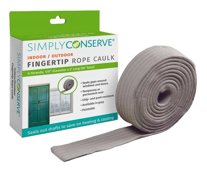 New Simply Conserve Window/Door Fingertip Rope Caulk 1/8"x30' Weatherstripping