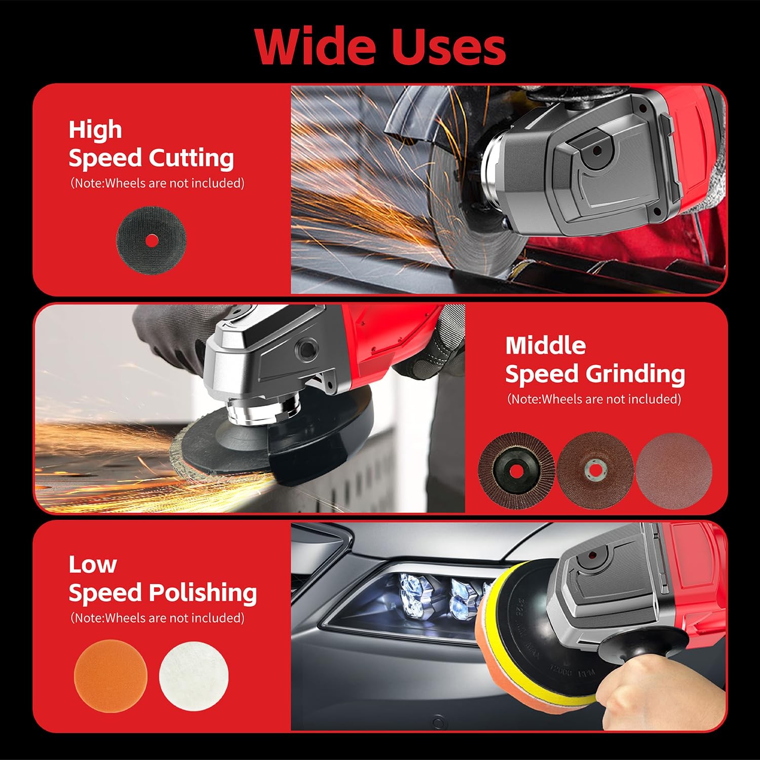 Cordless Angle Grinder Fit for Milwaukee M18 18V Battery