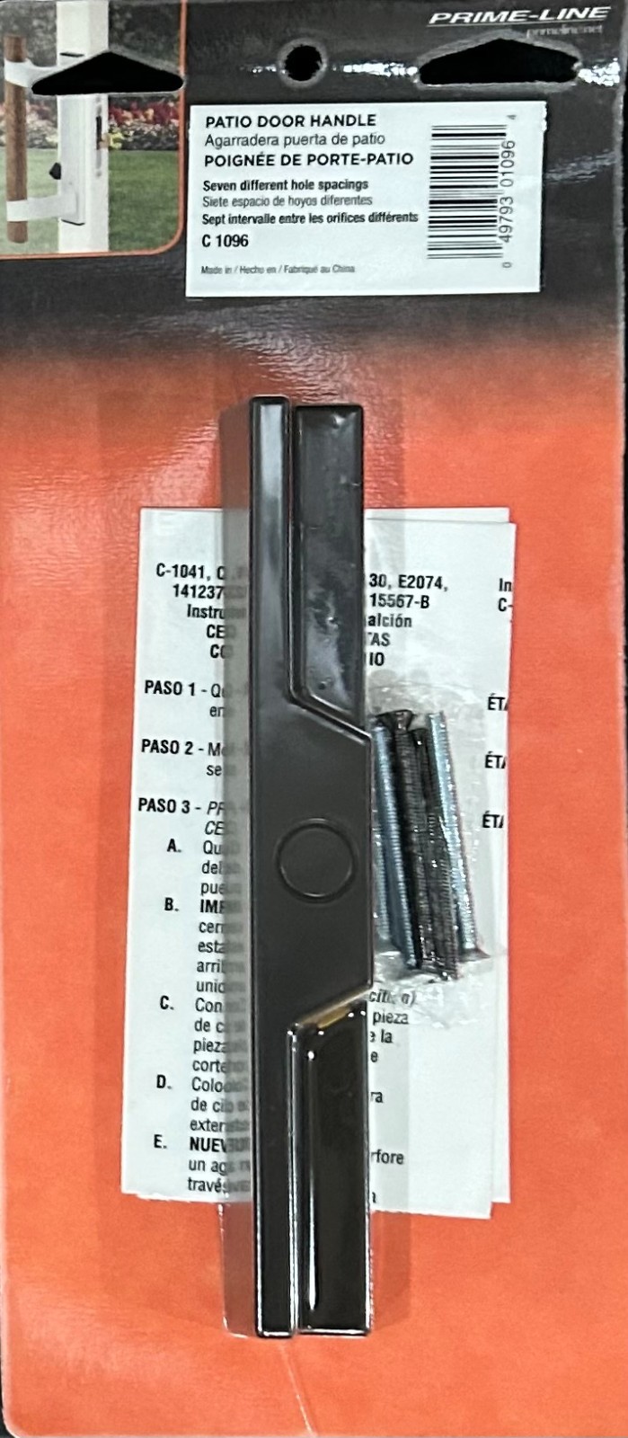 Prime Line C1096 7” Diecast Black Patio Door Outside Pull Handle
