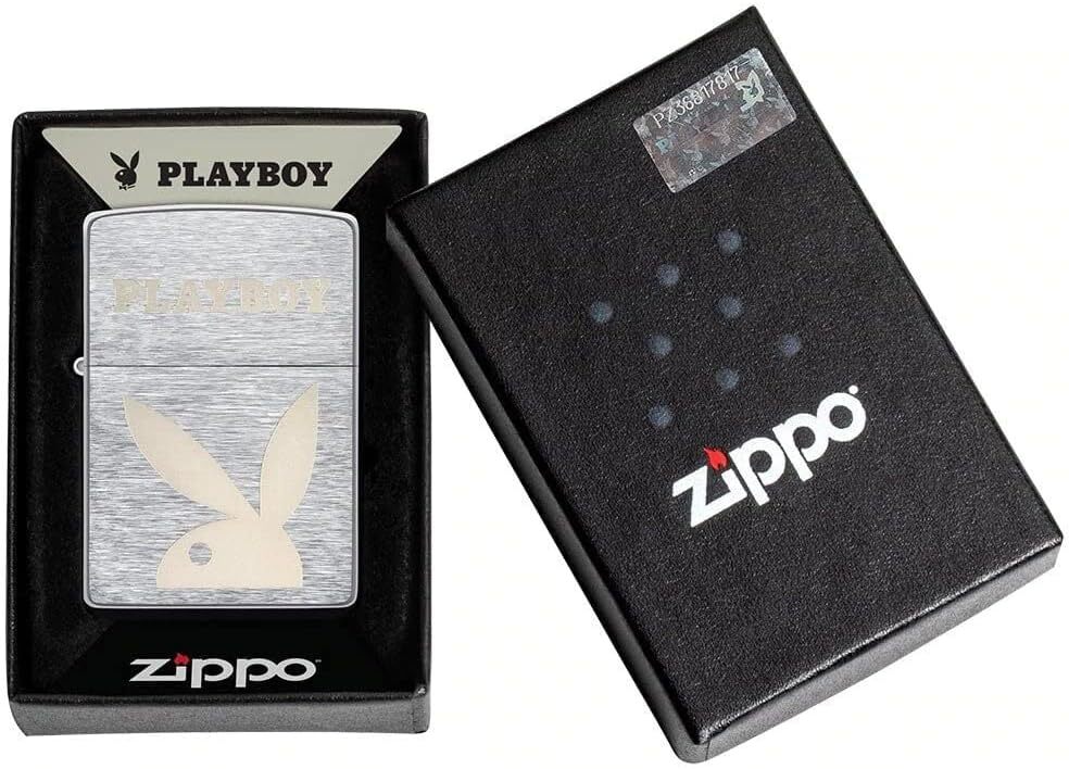 Zippo Lighter- Personalized Message for Playboy Bunny Brushed Chrome #49831