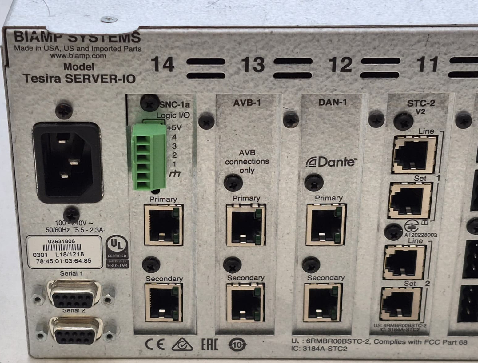 Biamp Tesira SERVER-IO w/ 14 Cards (Read Description) - Dented Card