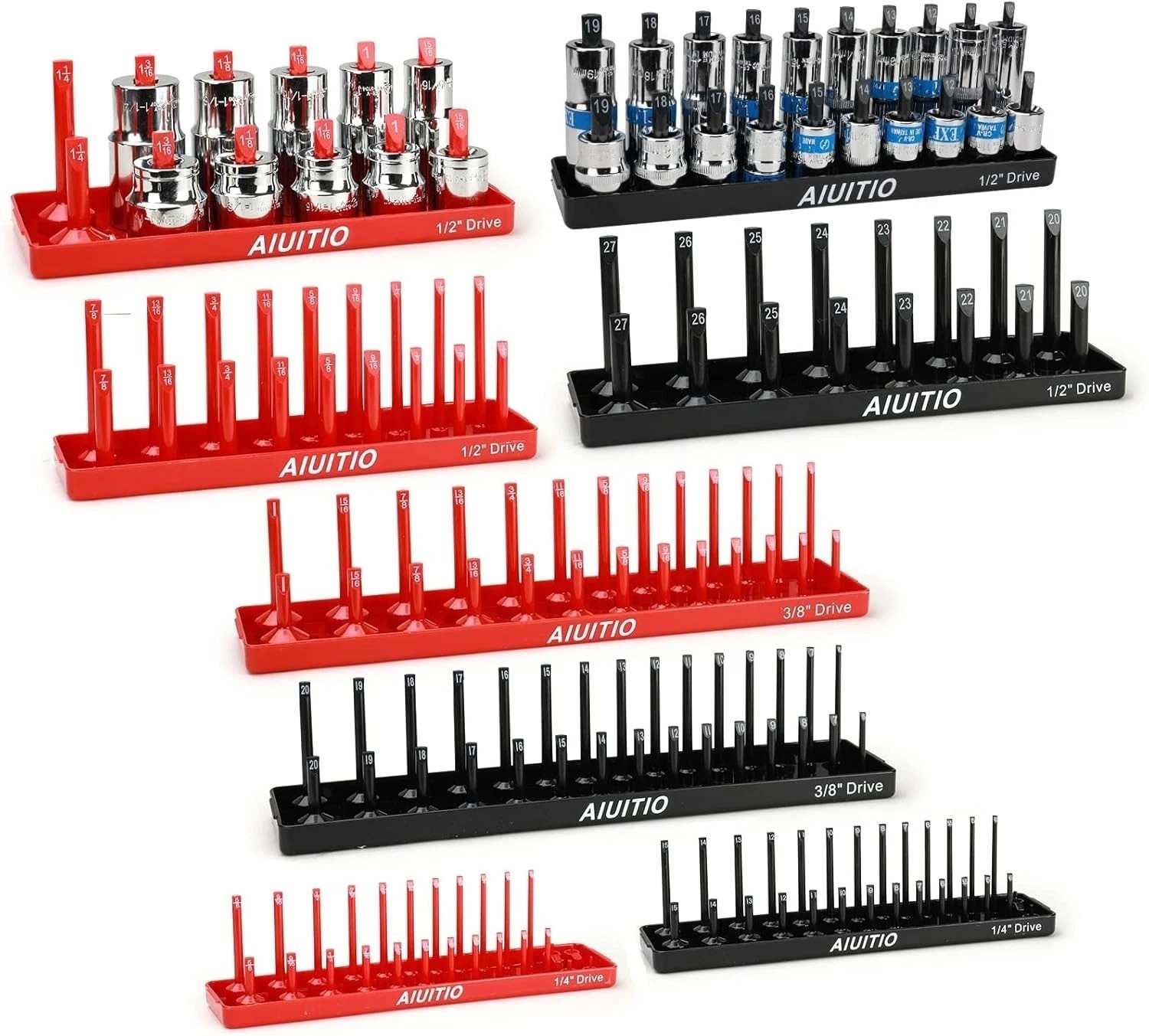 Complete 8-Piece SAE & Metric Socket Organizer Tray Set – Time-Saving Solution