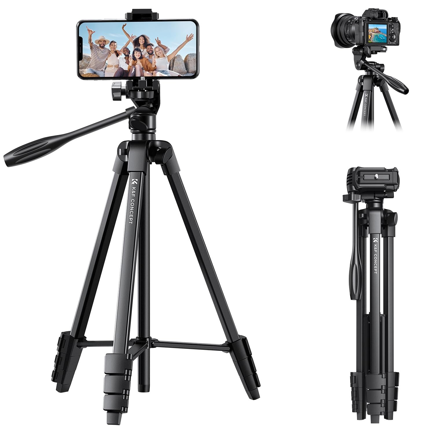 60 Inch Portable Travel Tripod Lightweight Remote Phone Holder B174A1 1 PCS