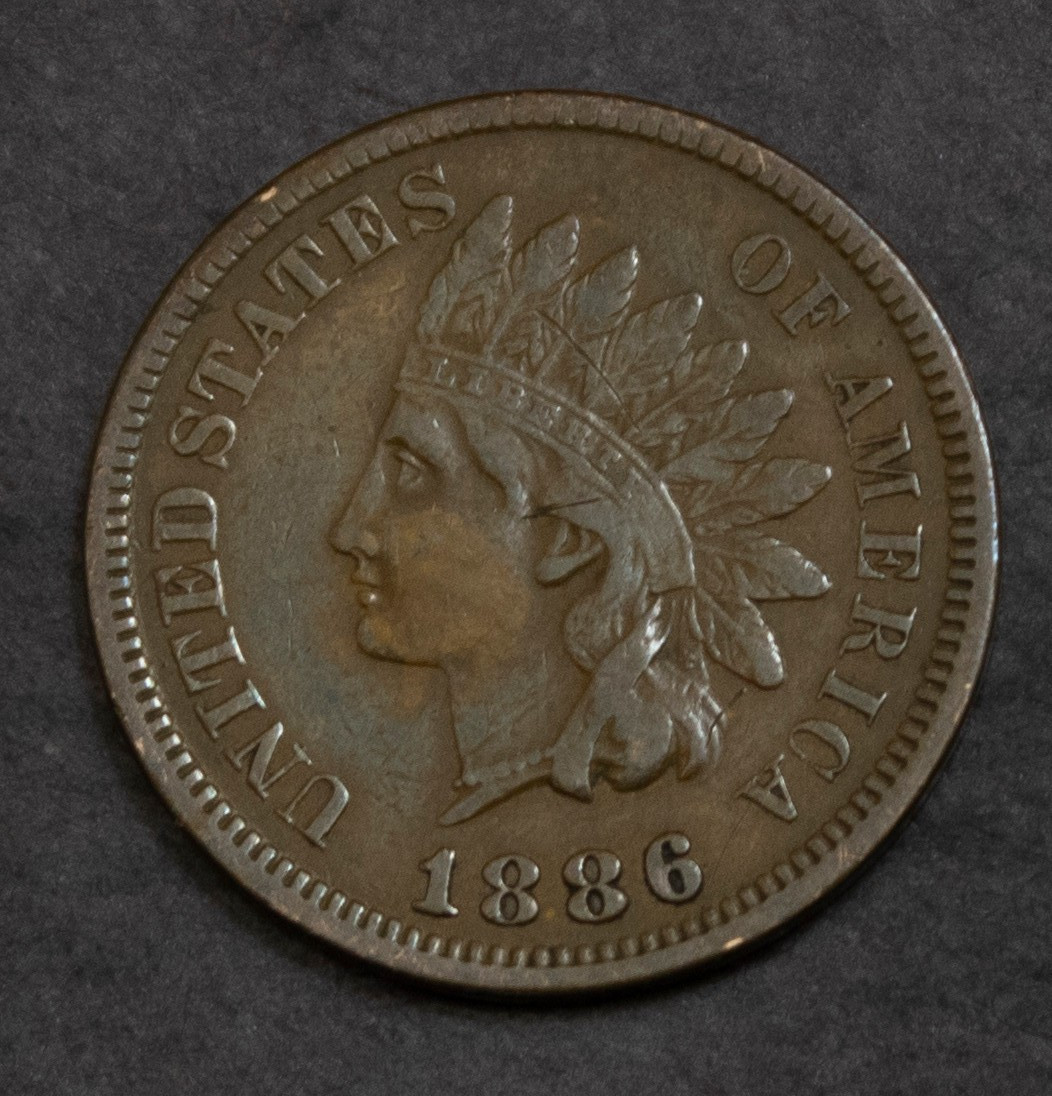 1886 Type 1 Indian Cent XF  Scratch in Feathers Lot 5262