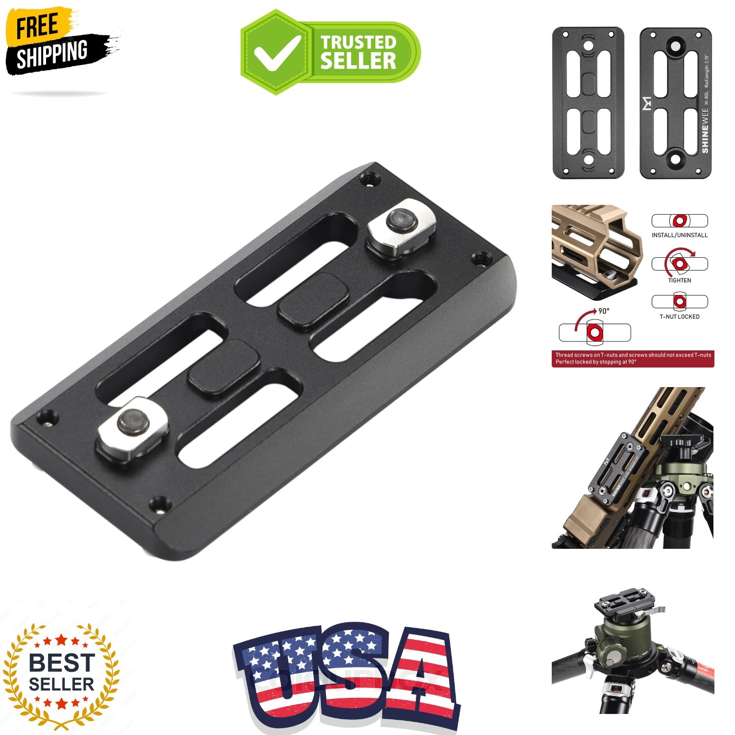 Arca Dovetail Rail for M-LOK System – Quick-Release Tripod Mount Adapter | Co...