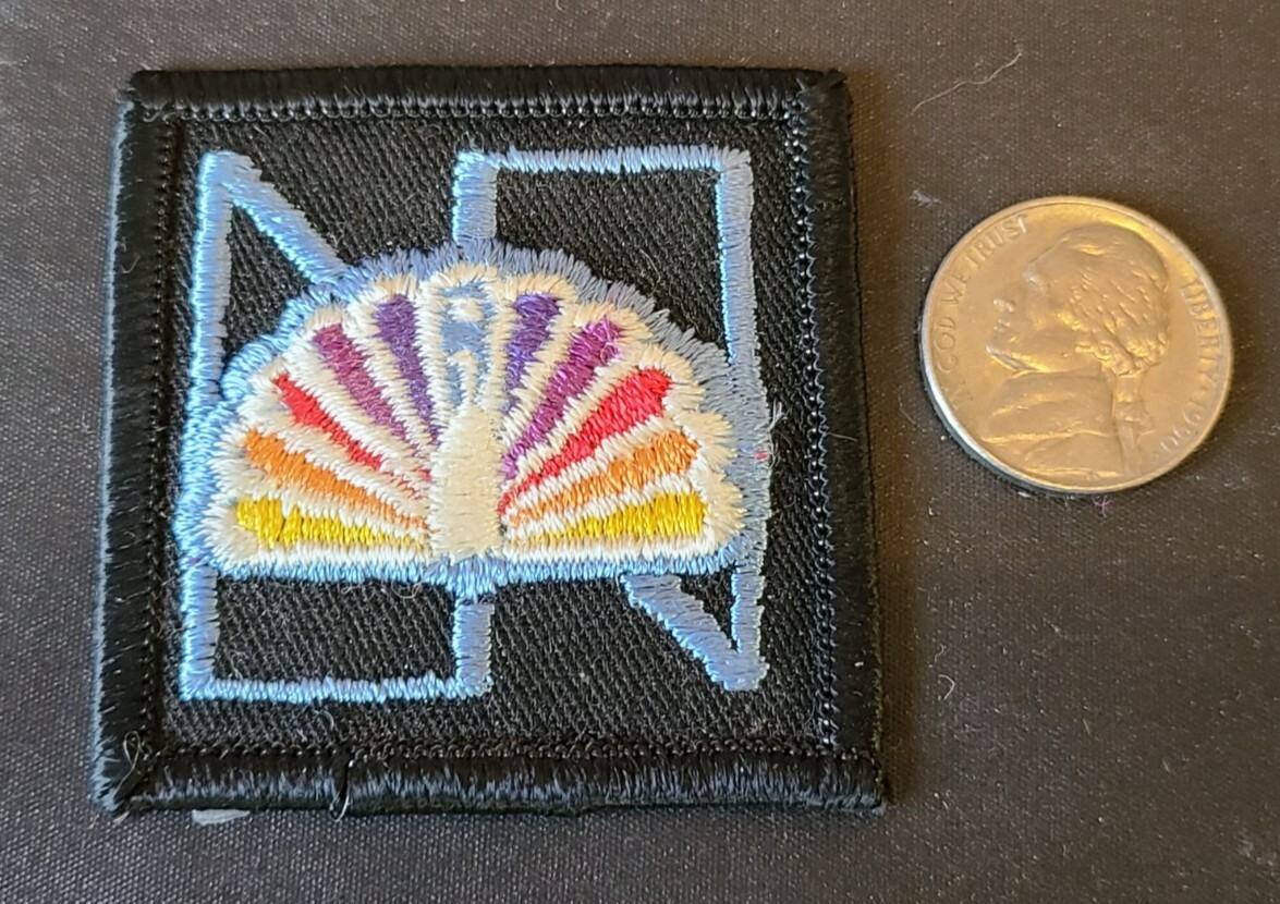 Vintage Patch- NBC Logo with Peacock- Black Background- 2"x2"