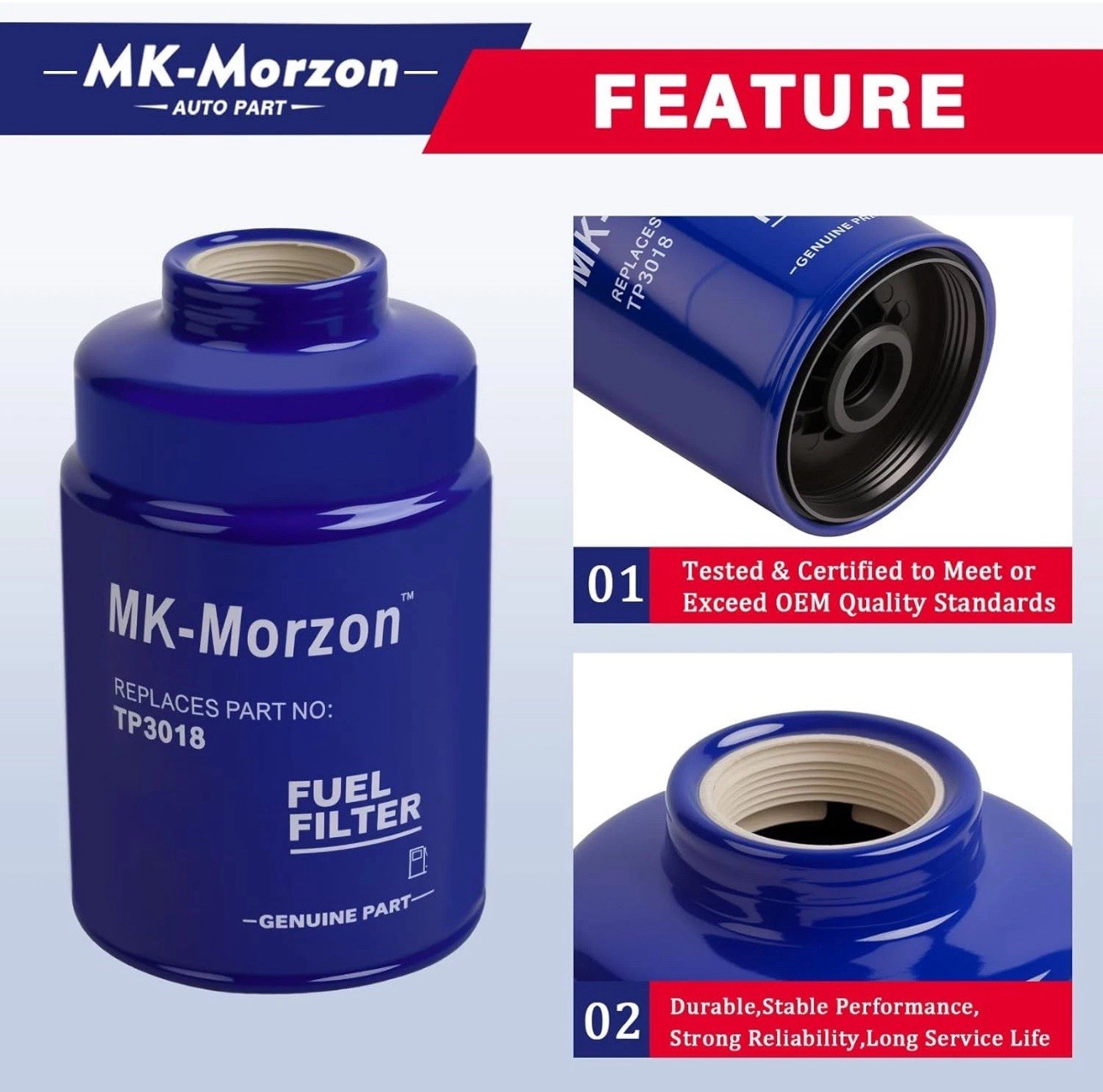 6.6 Duramax Fuel Filter TP3018 Compatible with 2001-2016 Chevy Silverado GMC...