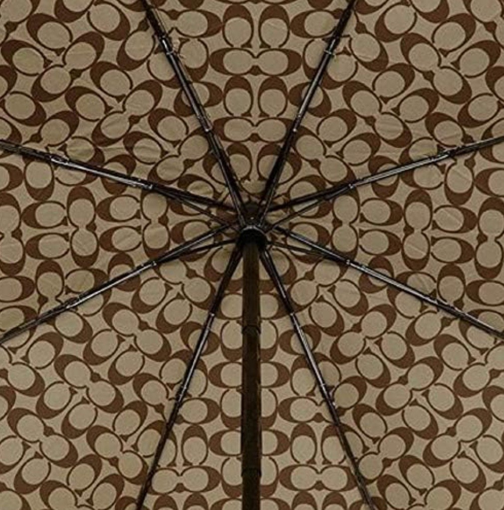 NWT! COACH Signature C Automatic Umbrella, Large Size F63364, Khaki/Racer Blue