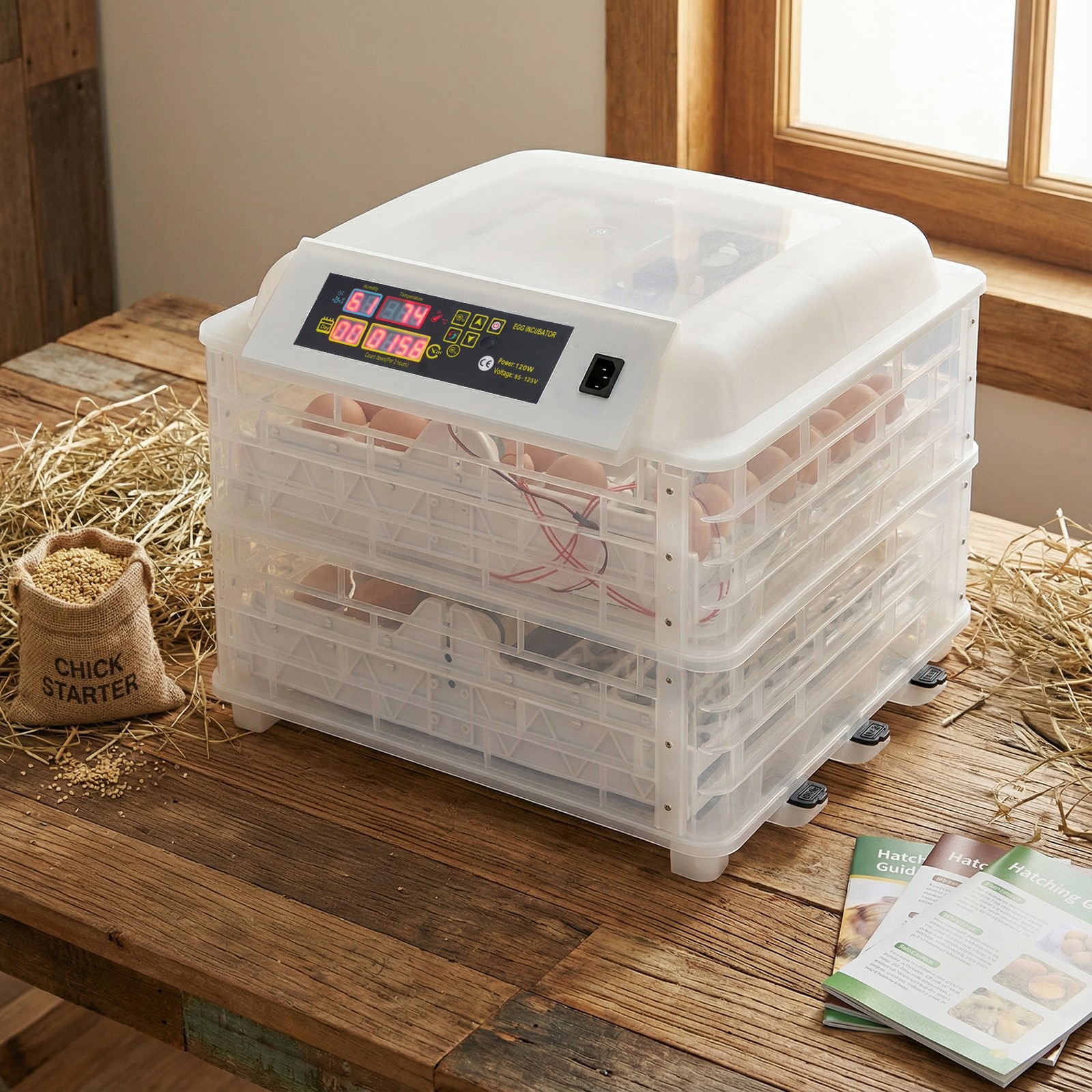 112 Egg Incubator Fully Automatic Poultry Hatcher with Digital PID Temp Control