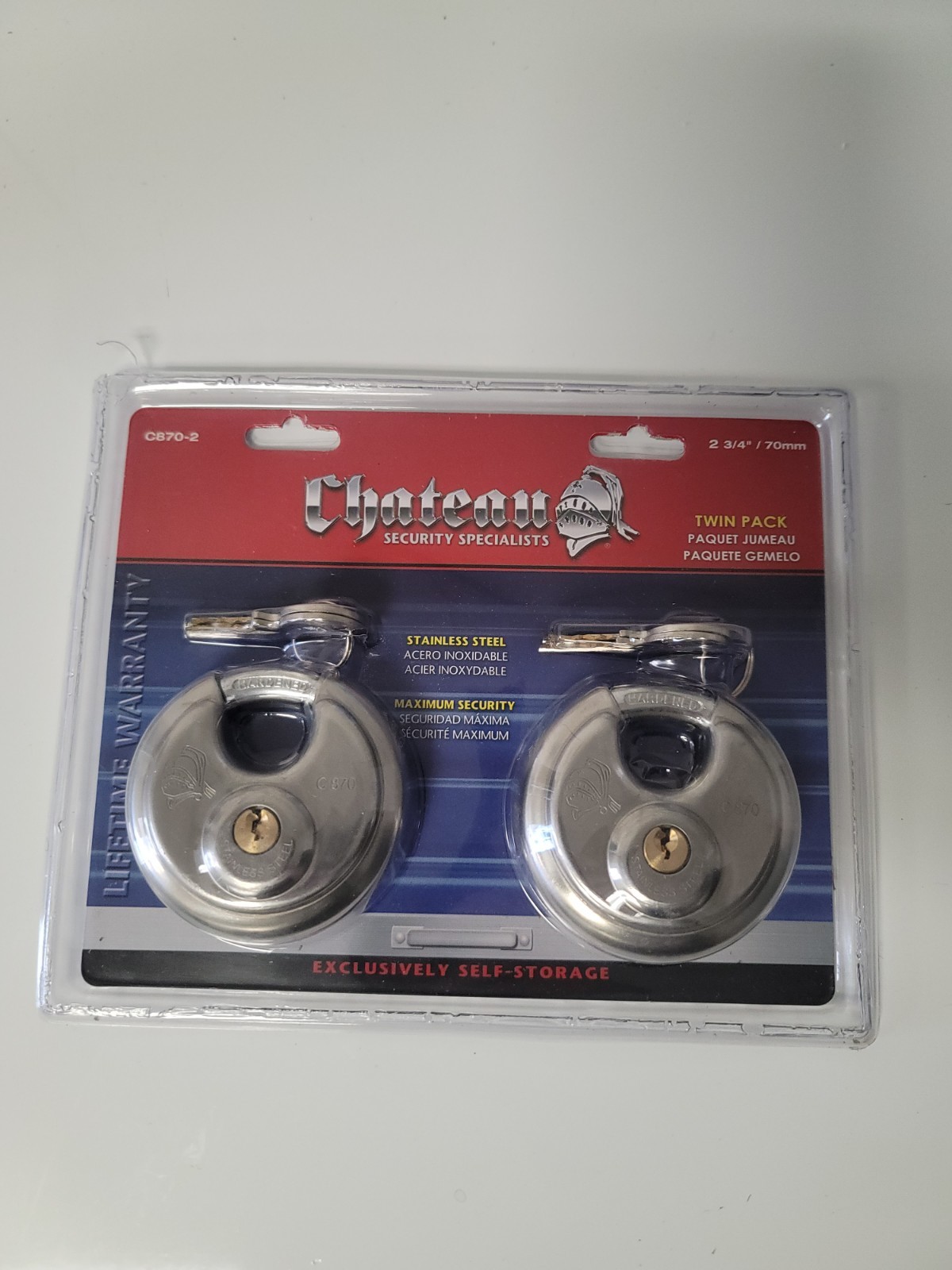 Chateau Self Storage C8702 C870-2 Twin Pack Padlocks Locks Disc Locks