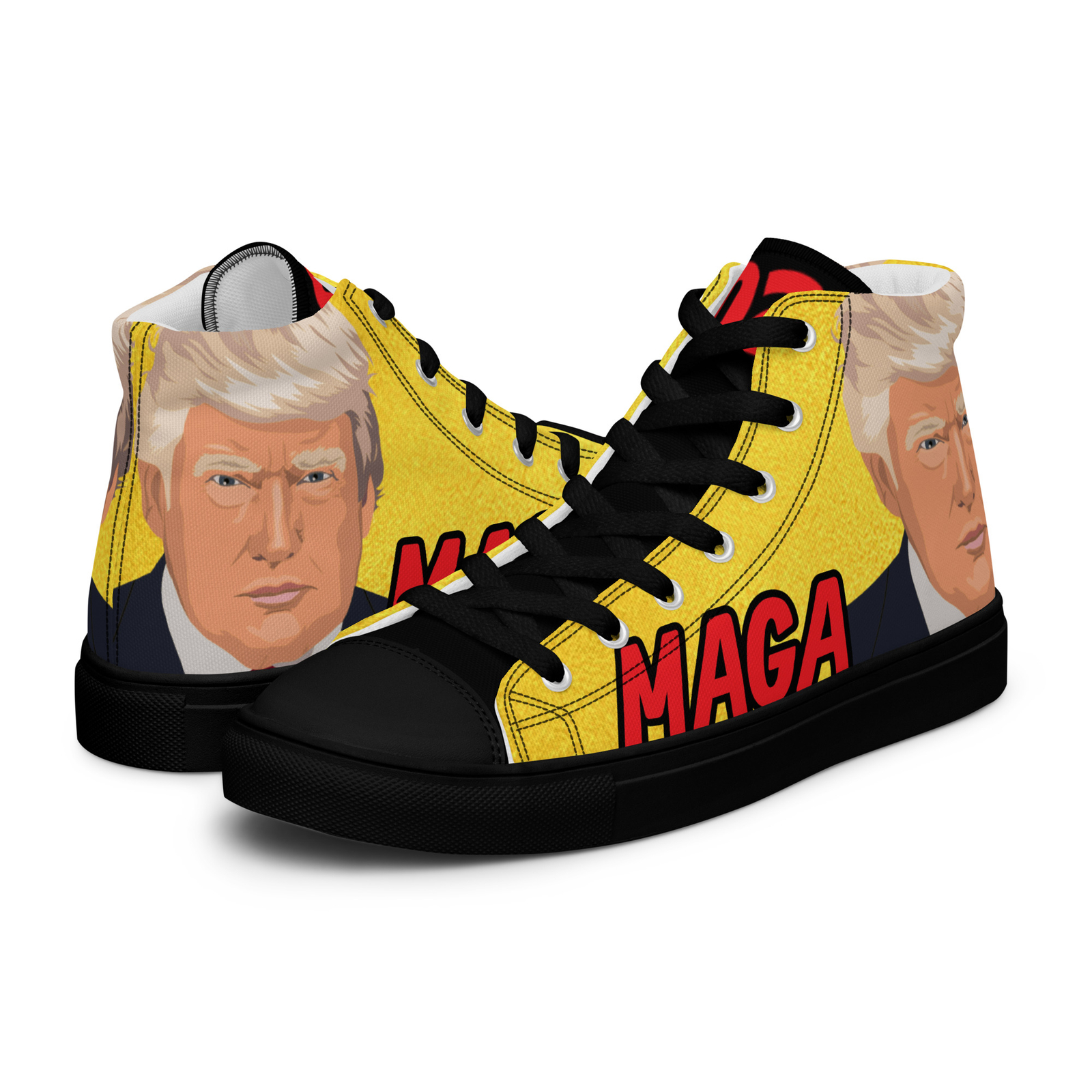 Maga Trump 2024 Gold Men’s high top canvas shoes Donald Trump Shoes