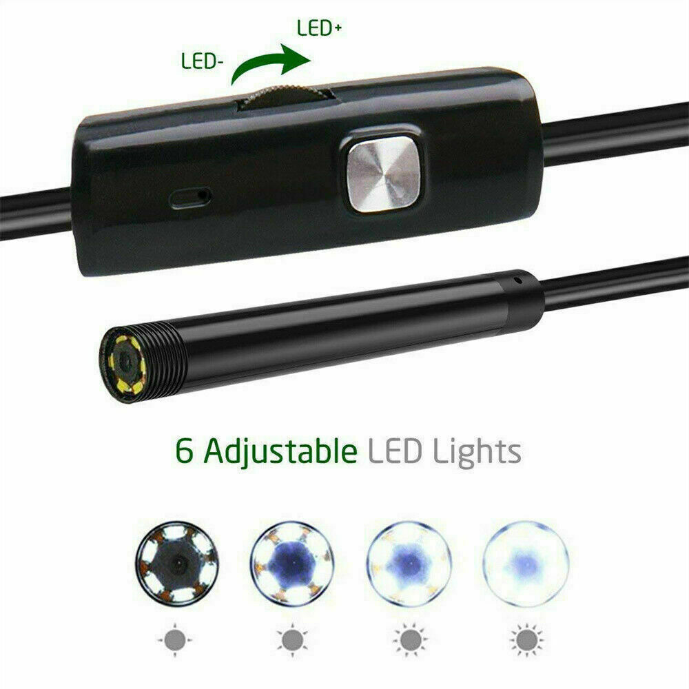 3FT 6LEDS USB Camera Scope Snake Endoscope Borescope 7mm Inspection For Android