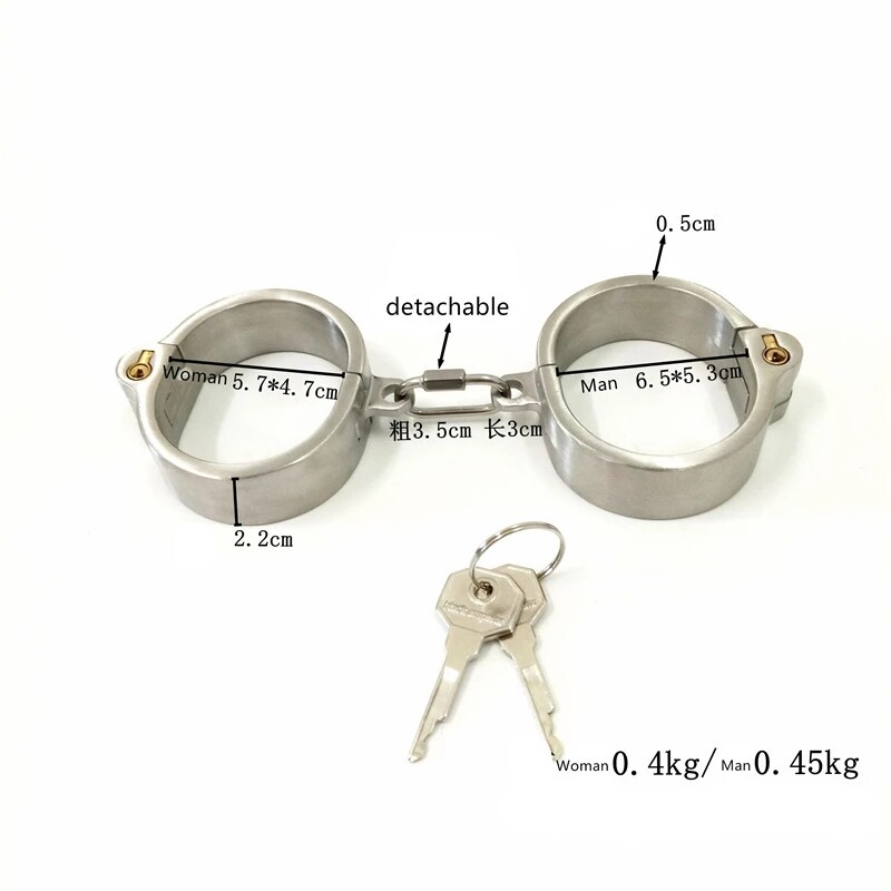 Heavy 304 Steel Lockable Neck Collar Handcuffs Ankle Cuffs Shackle Bondage Slave