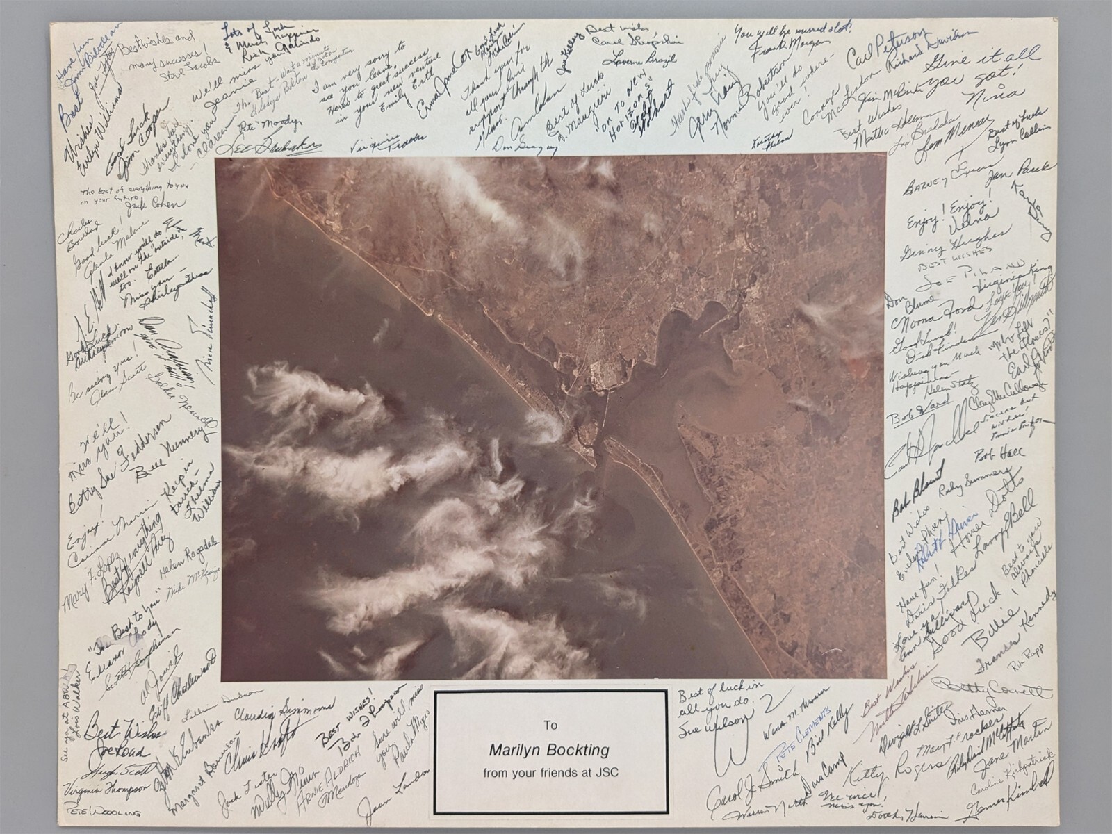OOAK signed NASA JSC Space Photo 129 employee signatures! Bockting retirement