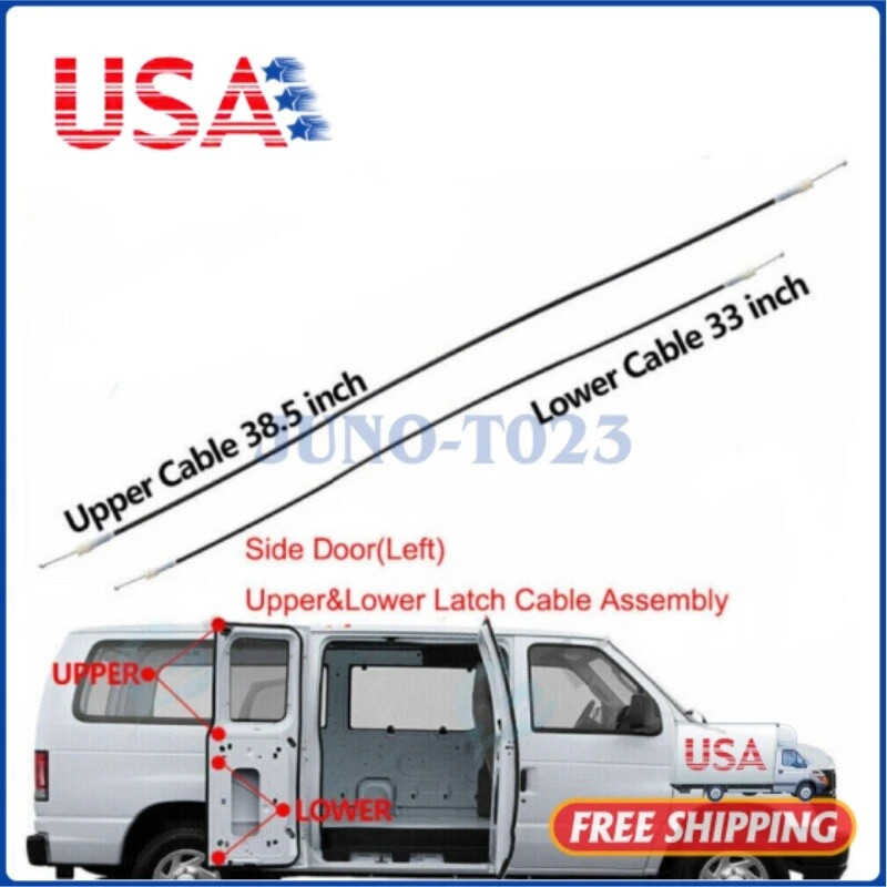 Side Cargo Door Left Upper&Lower Door Latch Release Cable for Ford E150 250 350
