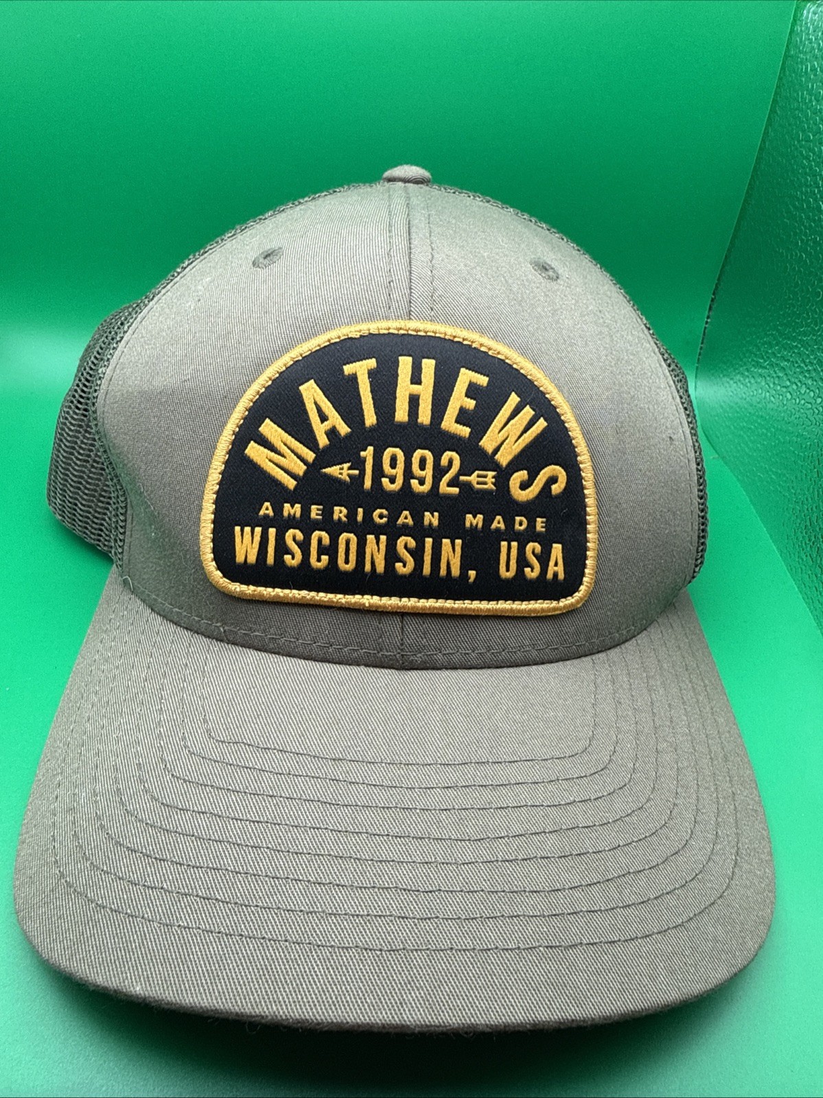 Mathews Archery Green Trucker Hat Snapback Adjustable