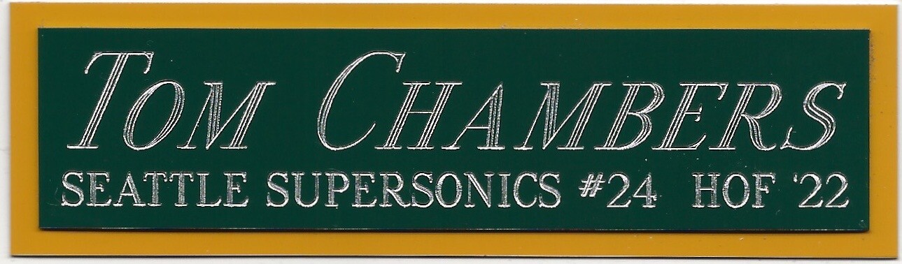 TOM CHAMBERS SUPERSONICS NAMEPLATE FO AUTOGRAPHED SIGNED BASKETBALL-JERSEY-PHOTO