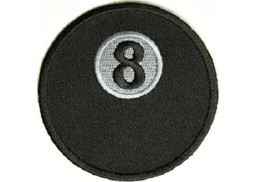 8 BALL POOL EMBROIDERED IRON ON BIKER PATCH