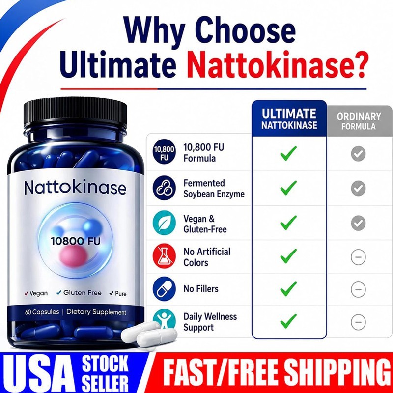 Nattokinase 10800 FU Organic Vegan Dietary Supplement 60 Capsules US