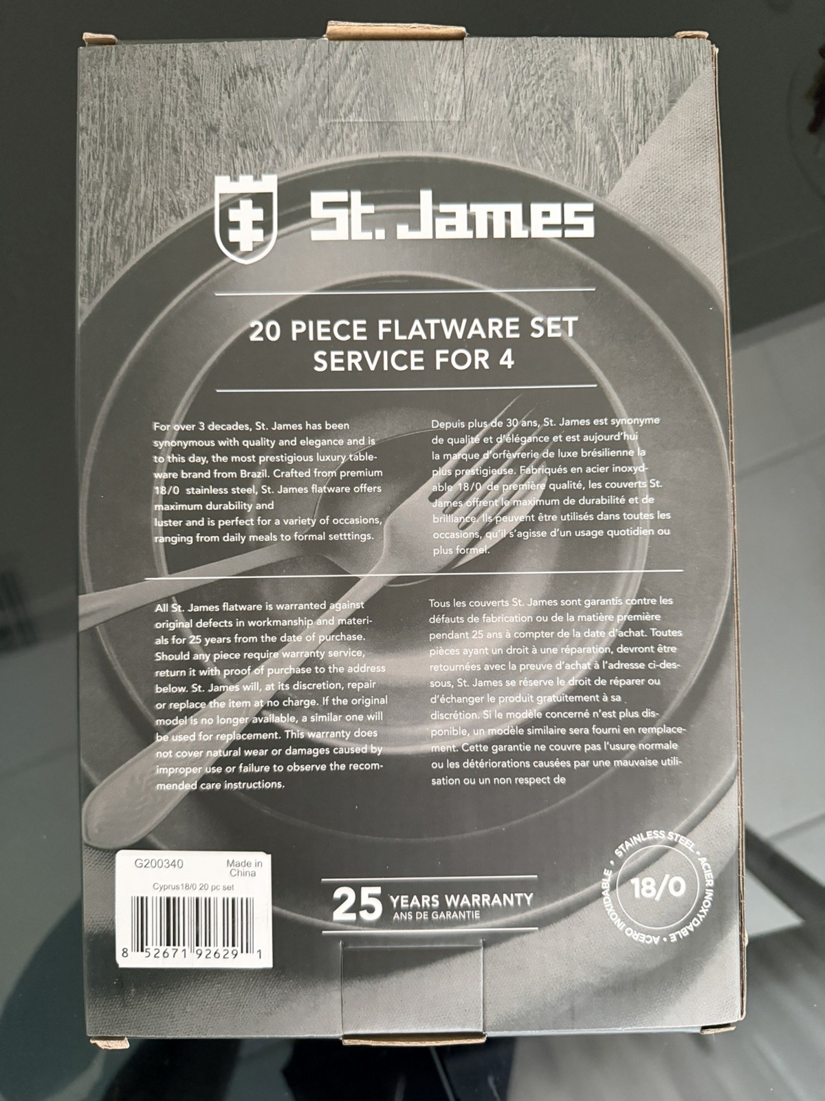 St. James 20pcs Flatware Set, Silver