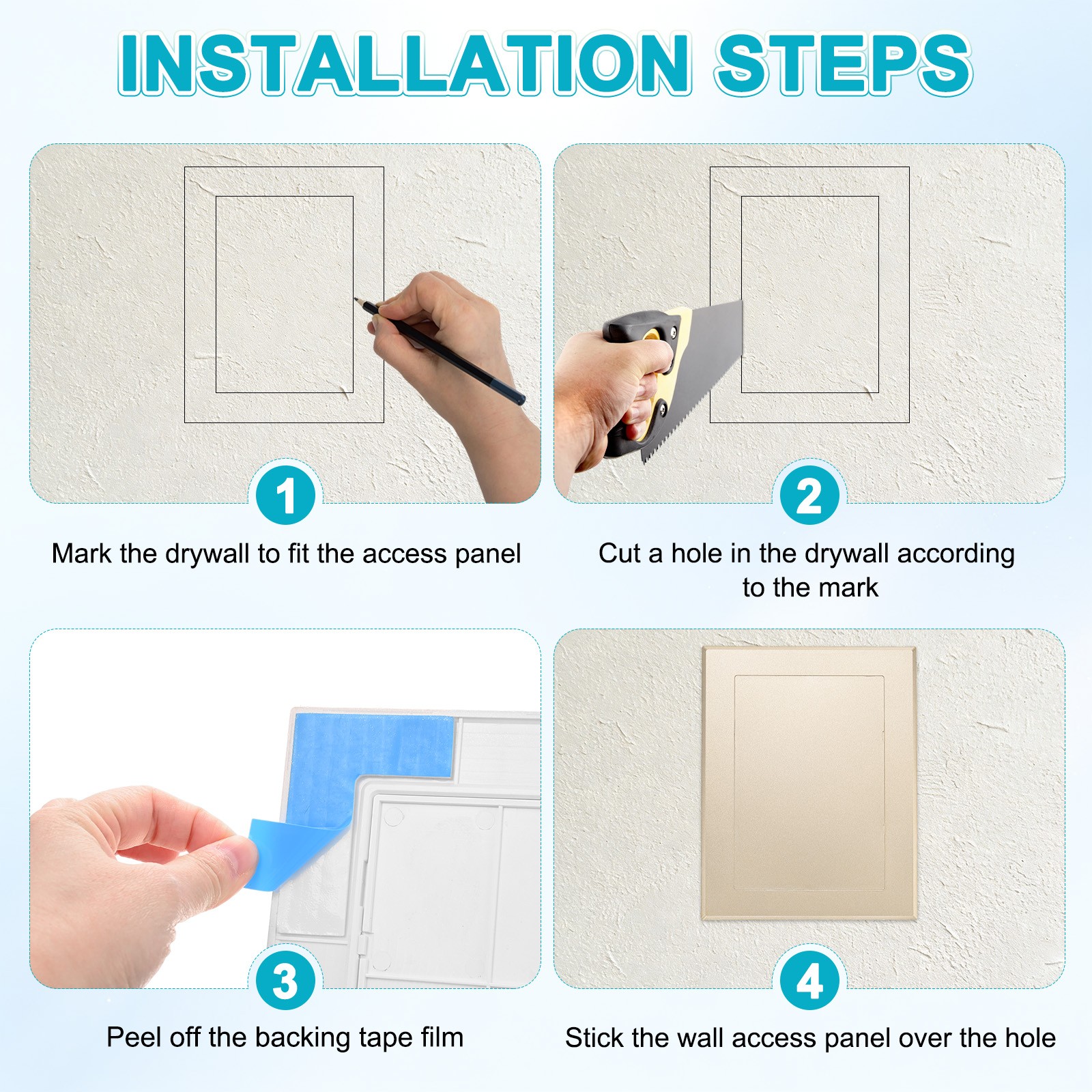 2-Pack Access Panel for Drywall, 7x5" Plastic Removable [Gold Tone, Rectangle]