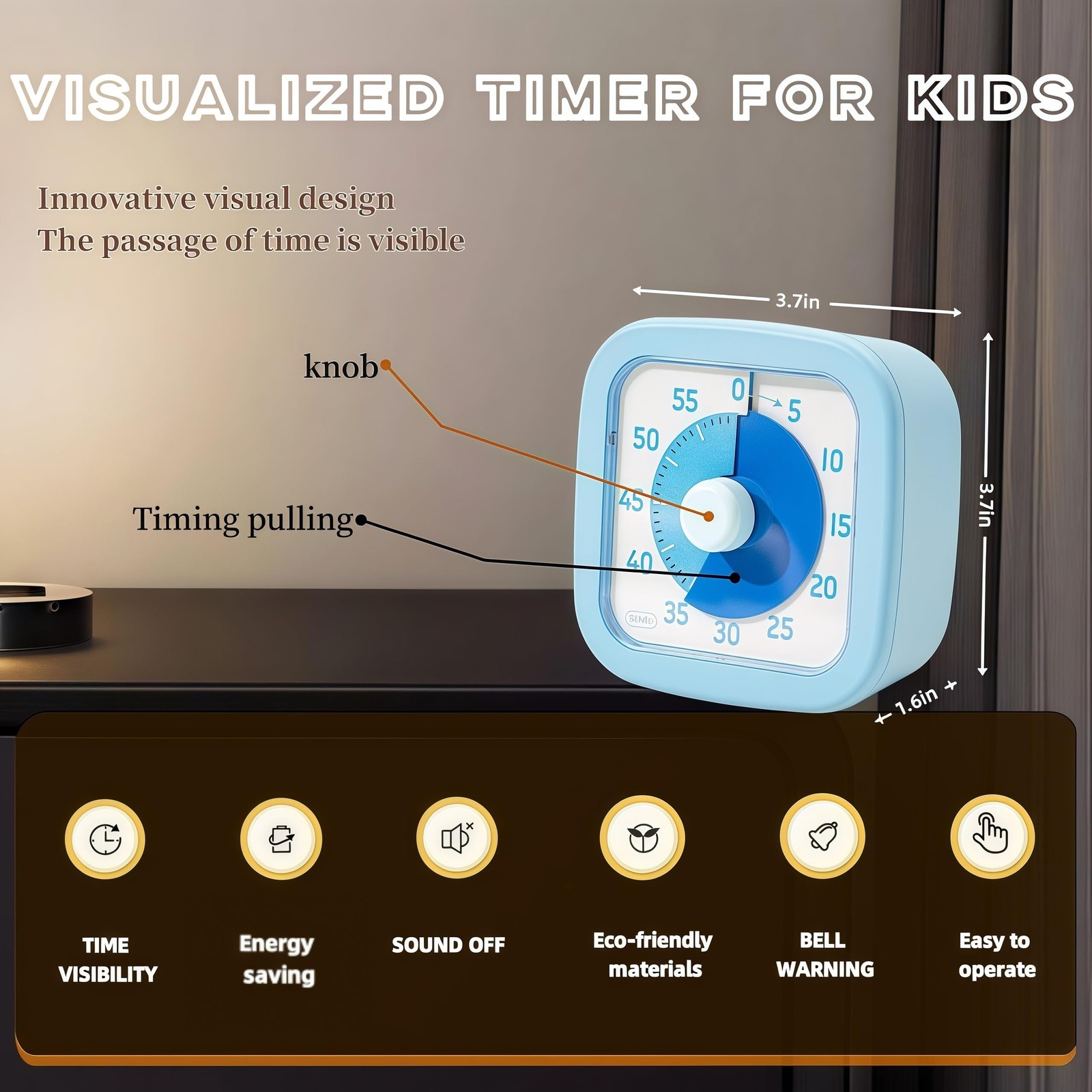 Visual Timer for Kids Home - 60 Minute Sky Blue