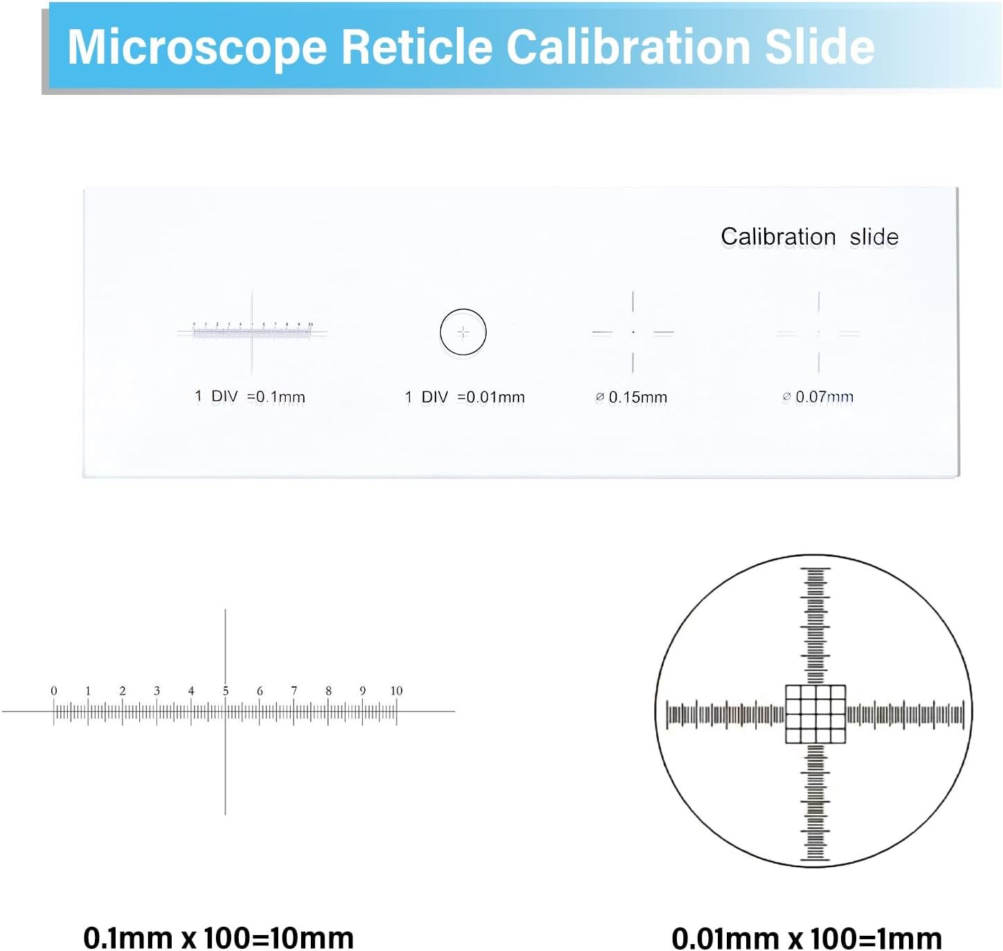 0.01mm Microscope Reticle Calibration Camera Slide Ruler Cross Stage Micrometer