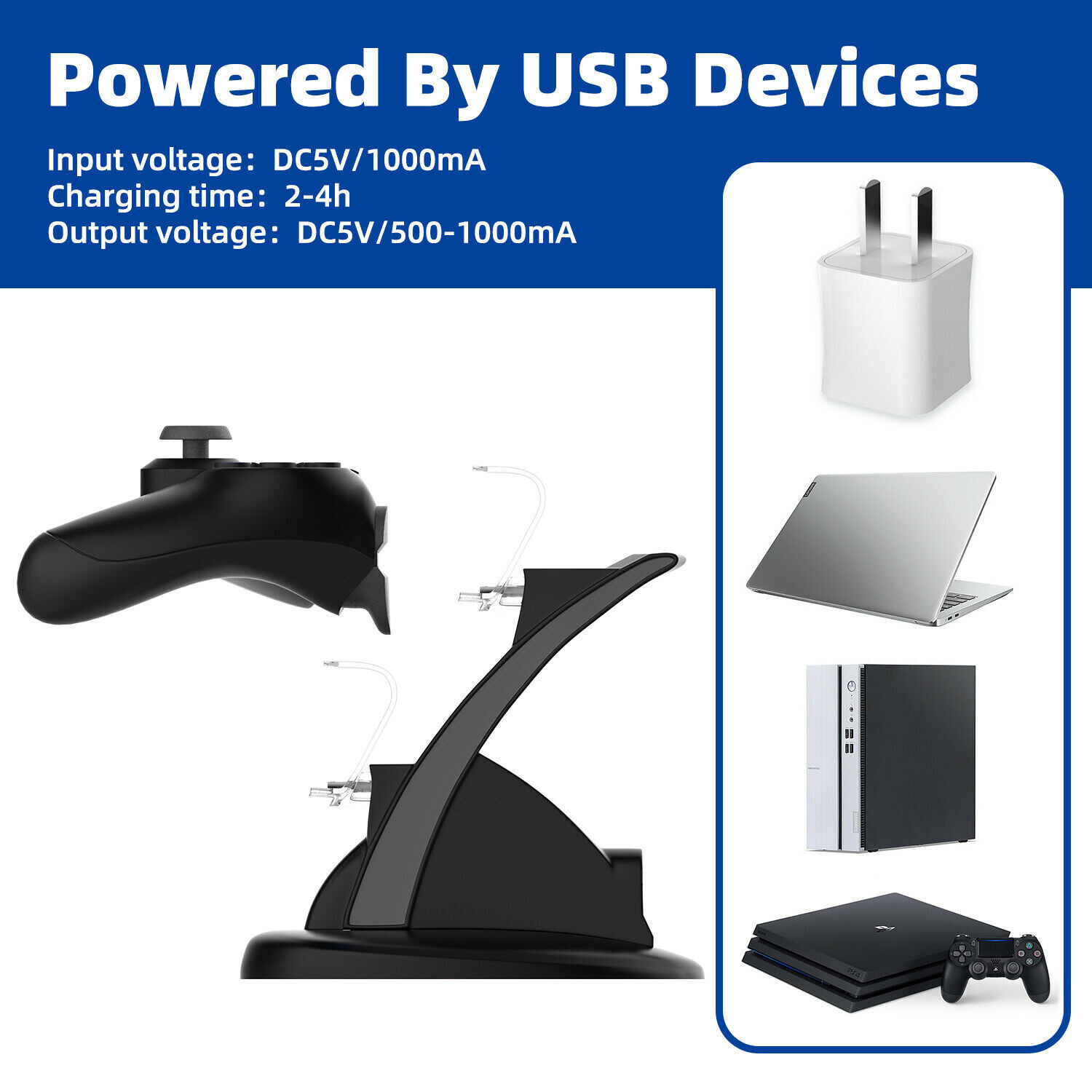 For PS4 PlayStation4 Controller Dual USB Charger LED Dock Station Charging Stand