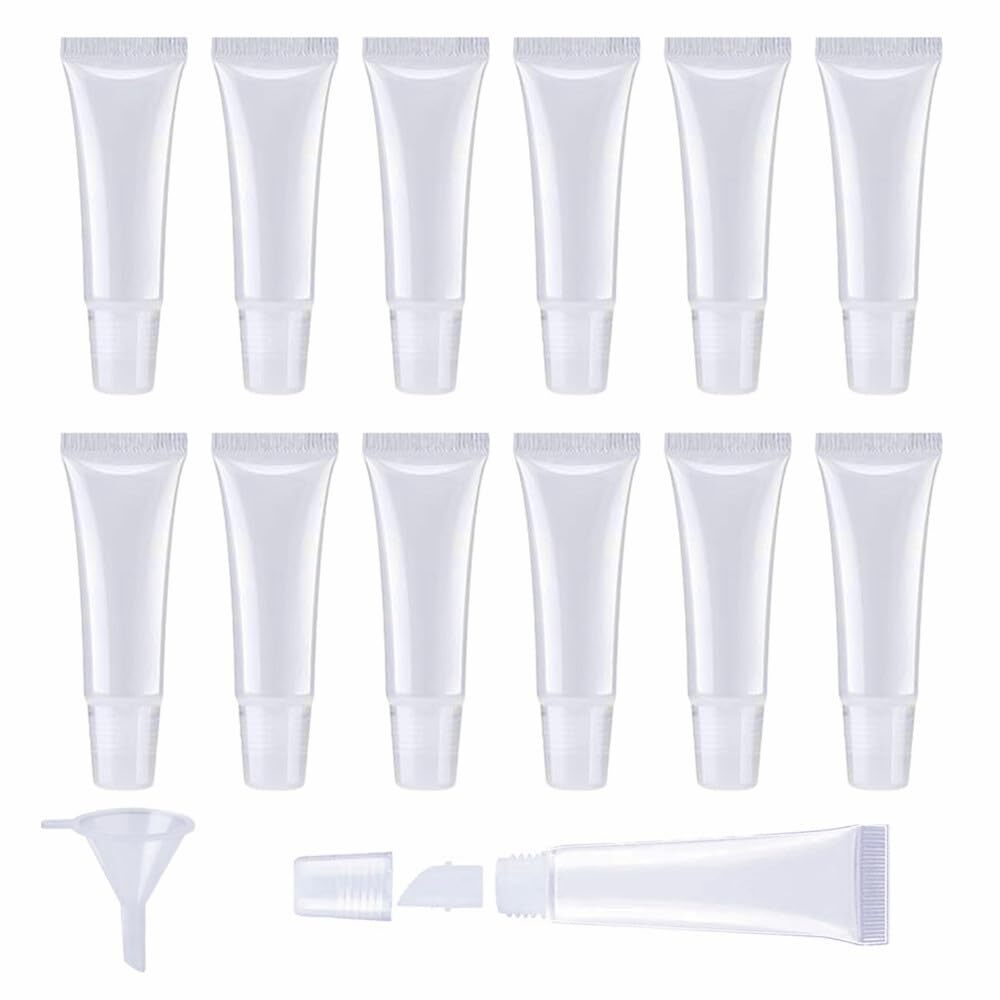 12 Pcs 8ml Clear Empty Tubes Refillable Containers for DIY Lip Gloss Travel