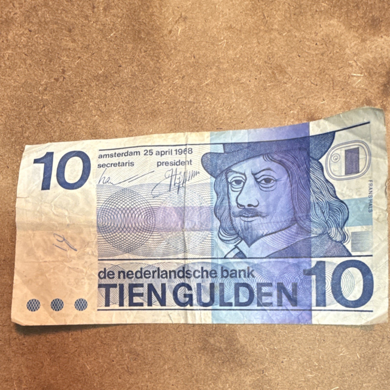 Netherlands 10 Gulden Banknote 1968 de Nederlandsche Bank Serial 3893167170