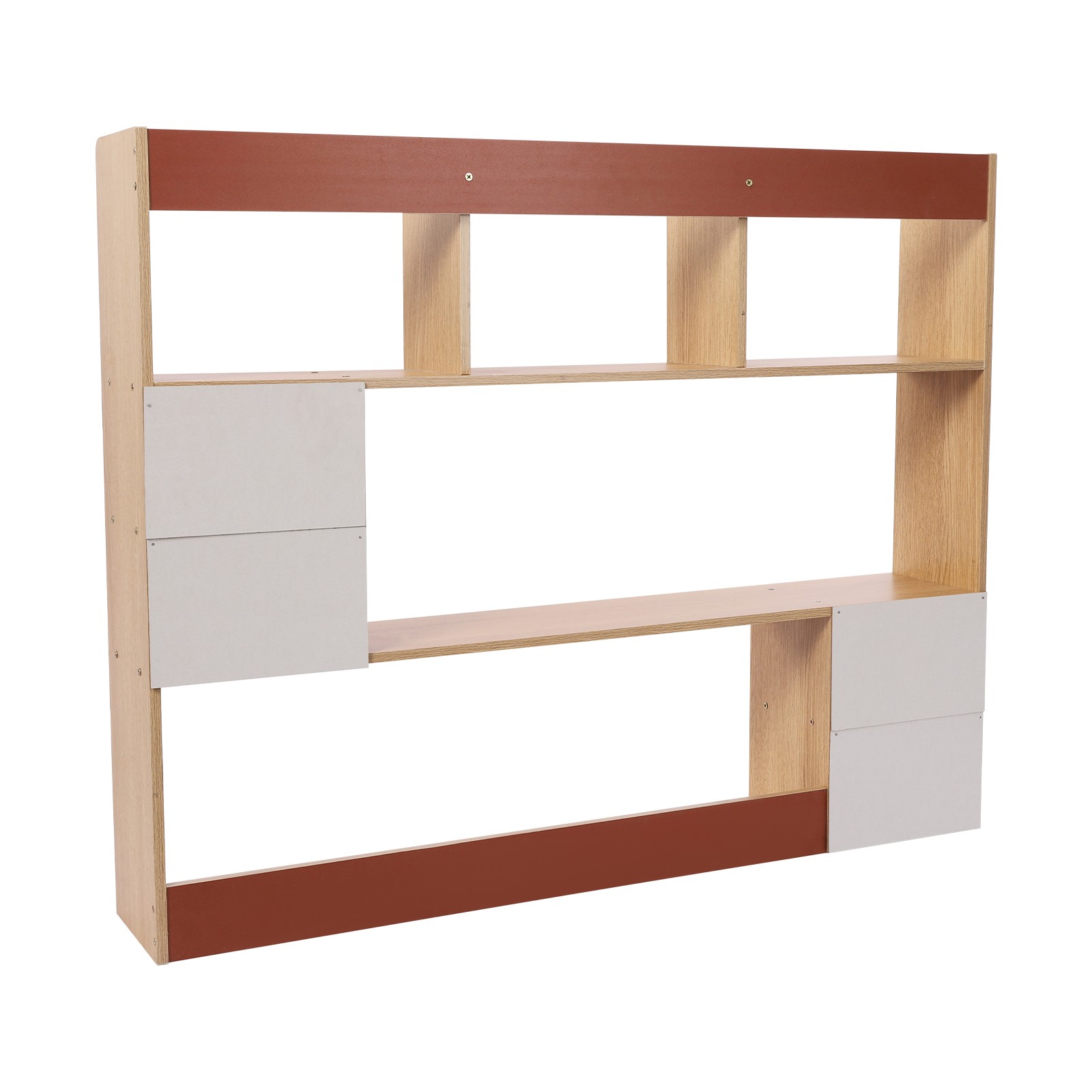 Desktop Storage Rack with 4 Cabinets - Space-Saving Bookshelf Organizer Elegant