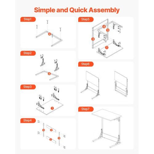 C Table, Folding C Shaped End Table with Metal Frame & Adjustable Feet, Foldabl