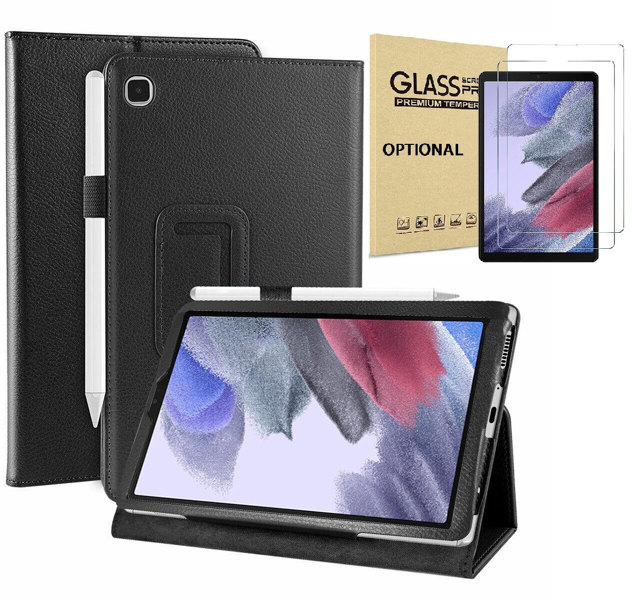 For Samsung Galaxy Tab A7 Lite 8.7" 2021 Case Leather Cover, HD Screen Protector
