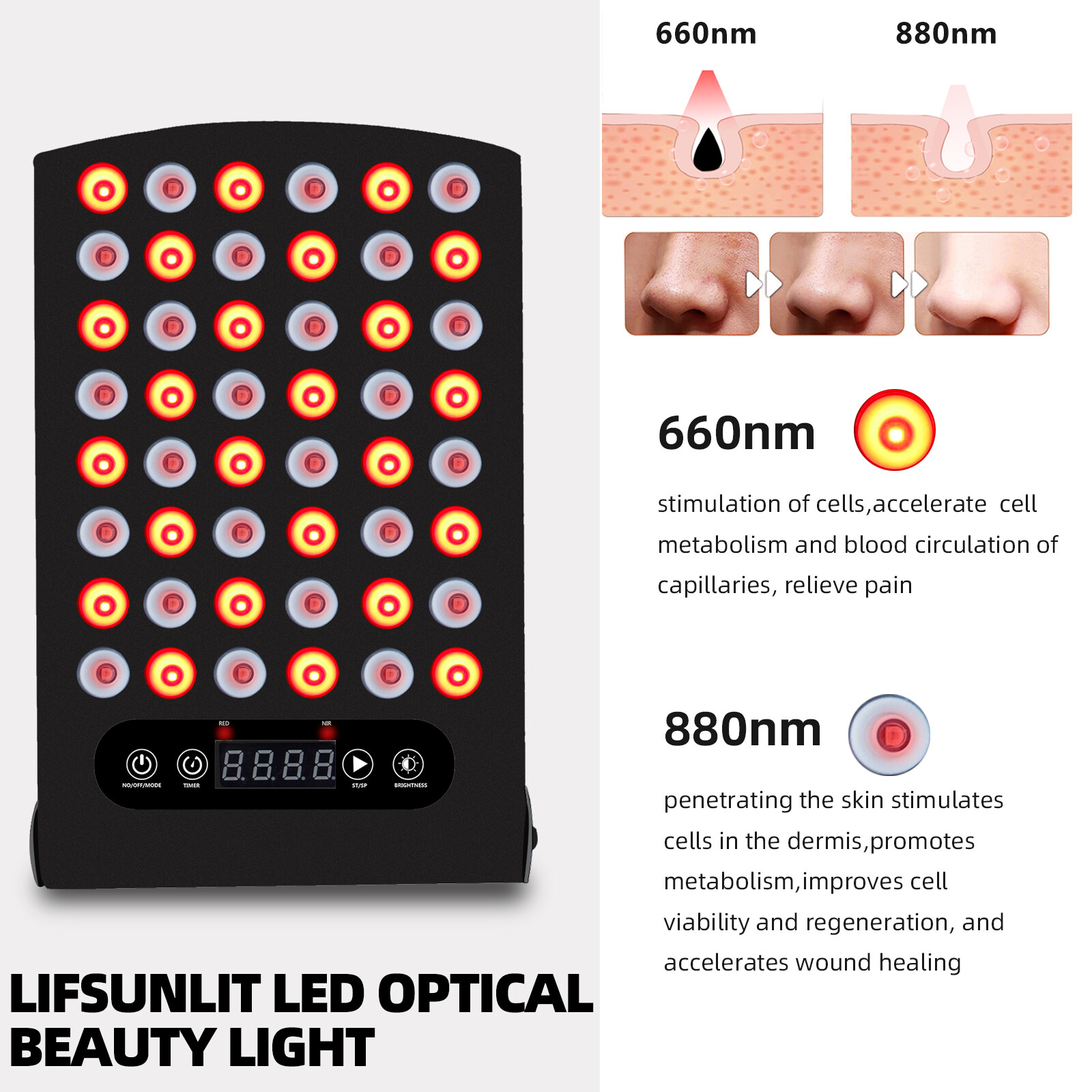 LED Red Light Therapy w/ Timer,Infrared Light Therapy for Pain Relief Infrared