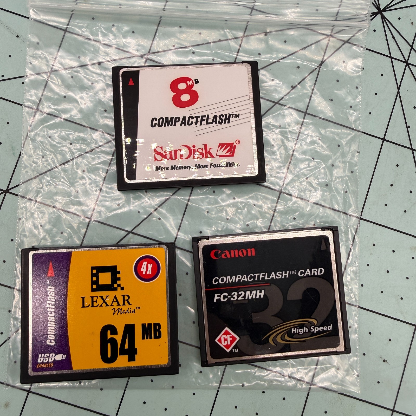 Lot of 3 Used CF Compact Flash Cards. Tested and Working