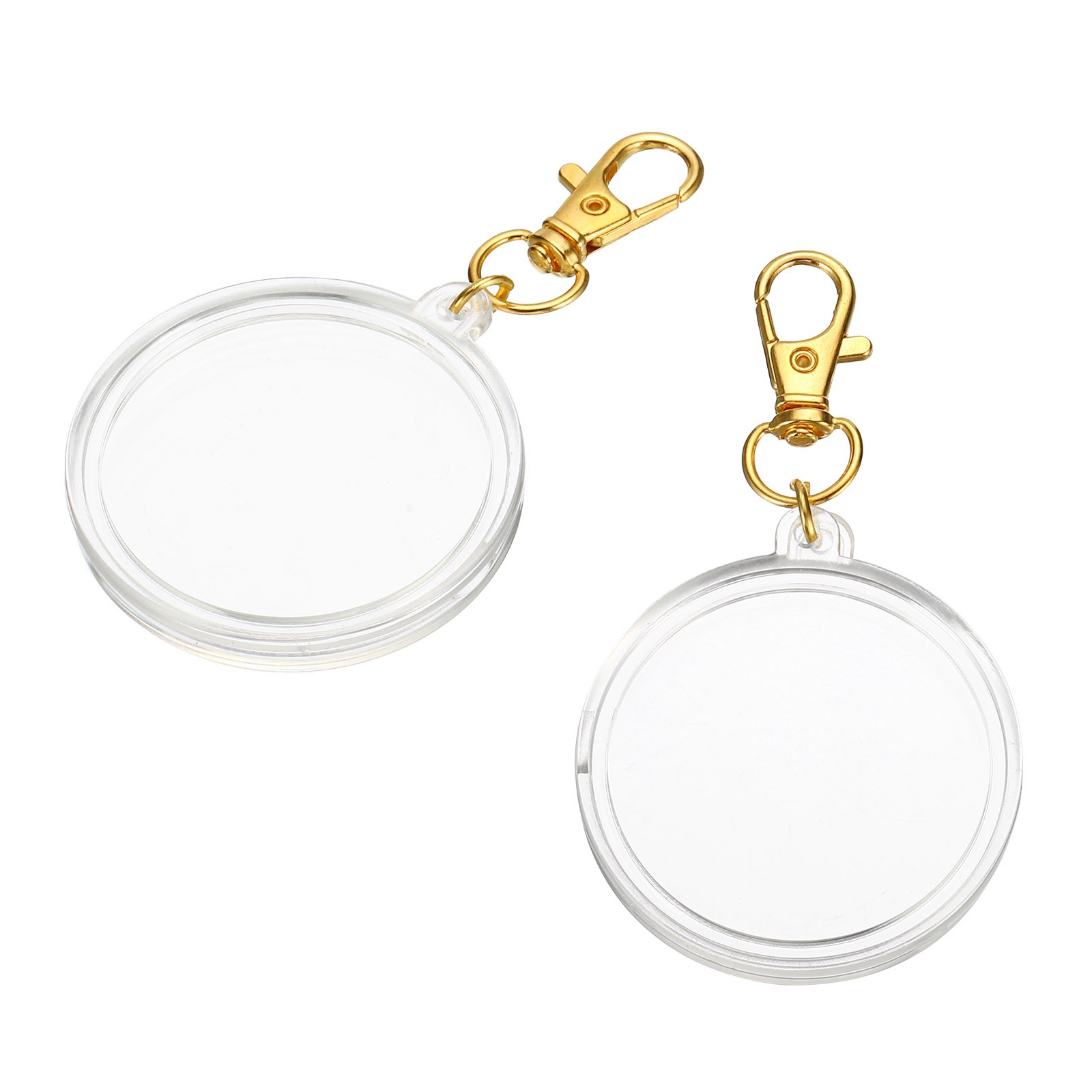 40mm Coin Holder Keychain, 2Pcs Coin Case with Key Ring Buckle, Golden