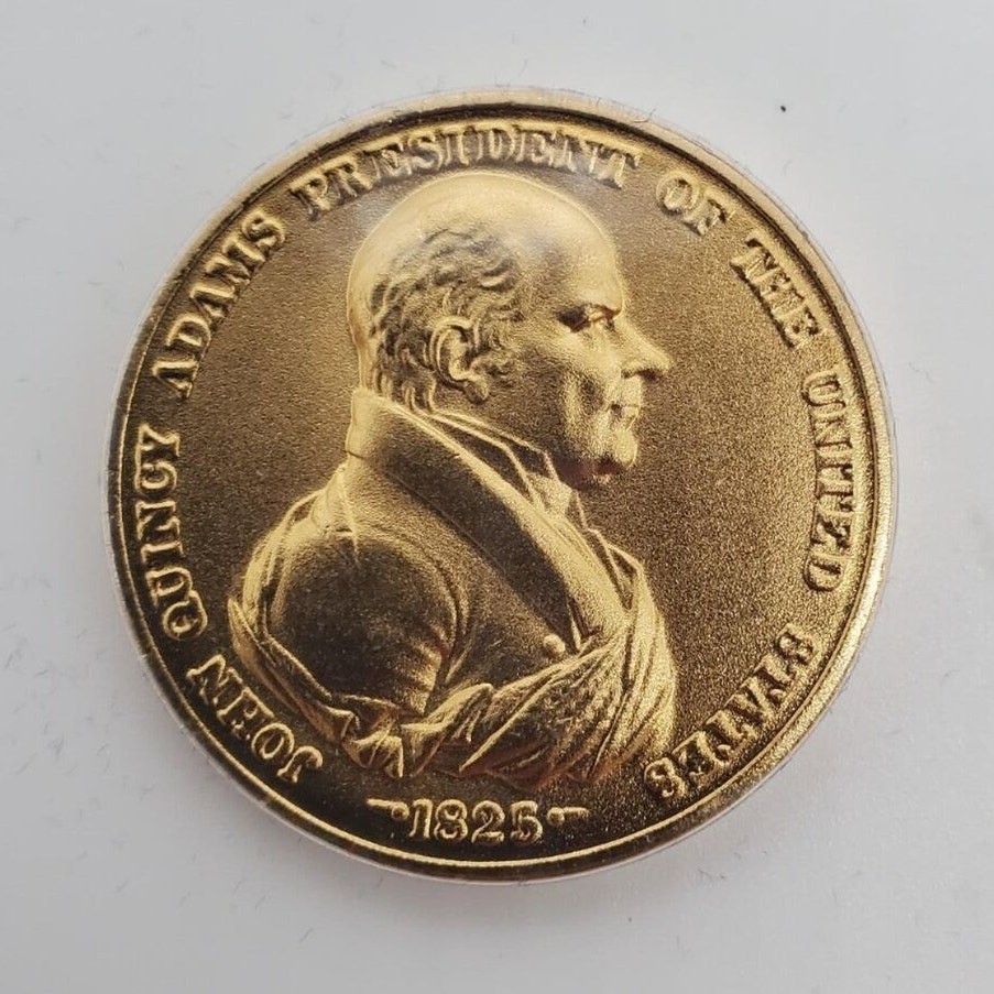 John Quincy Adams - 24k Gold Plated Coin -Presidential Medals Cover Collection