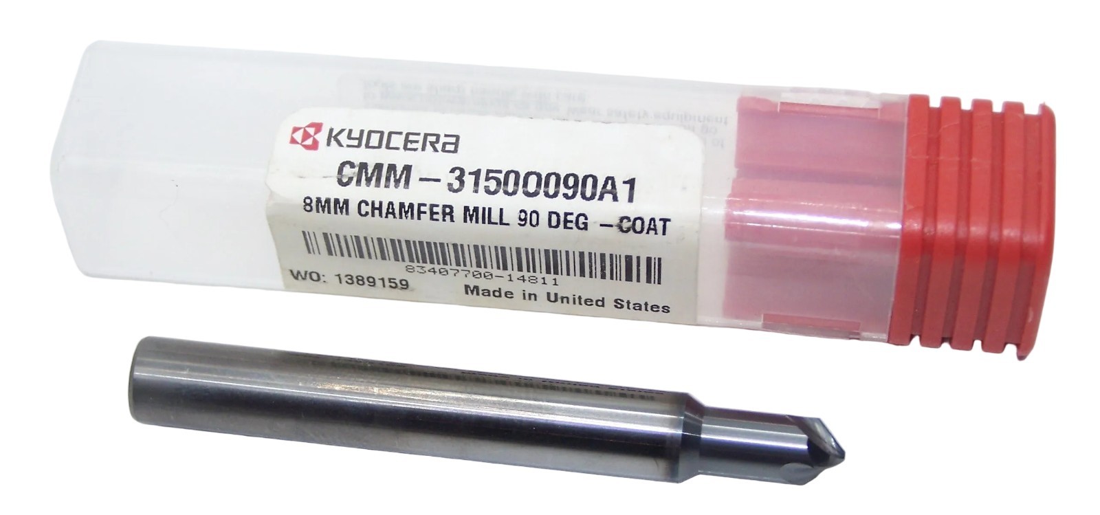 CMM-3150O090 Kyocera 8.00mm Carbide 90° Chamfer Mill AlTiN Coated 0.3150" Dia
