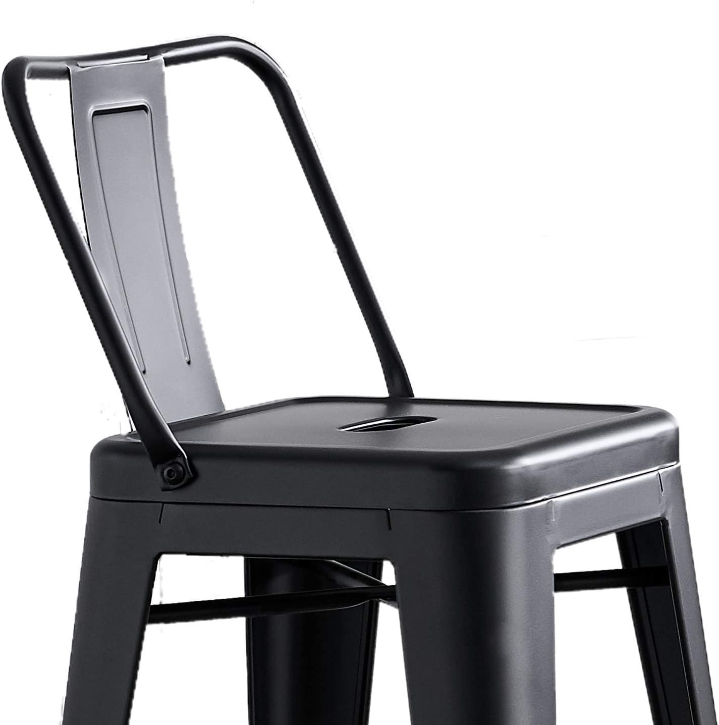 Rustic Black Metal Barstool Set of 2 - Lightweight, Sturdy, Easy Assembly