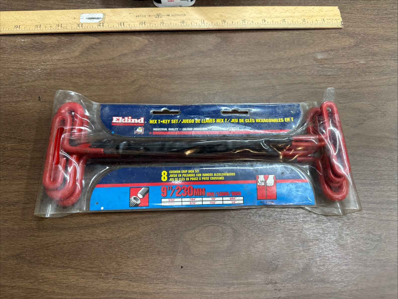 EKLIND USA 53198 Cushion Grip Hex T-Key allen wrench - 8pc set SAE