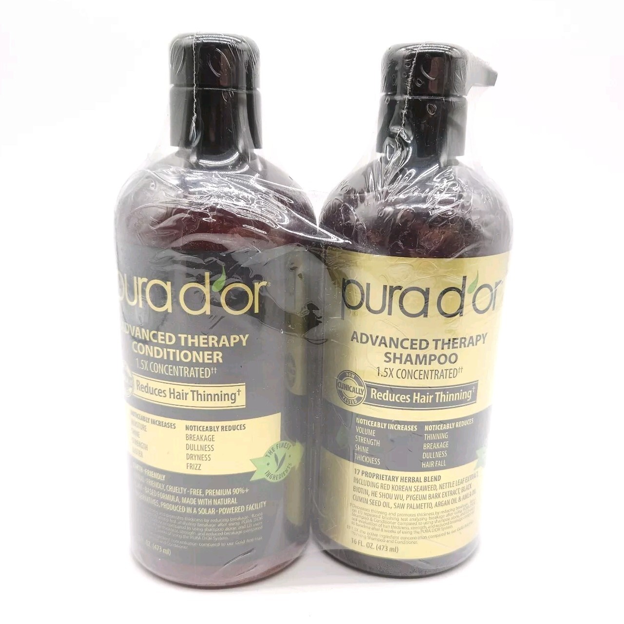Pura d'or 16oz Anti-Thinning Advanced Therapy Biotin Shampoo & Conditioner Pack