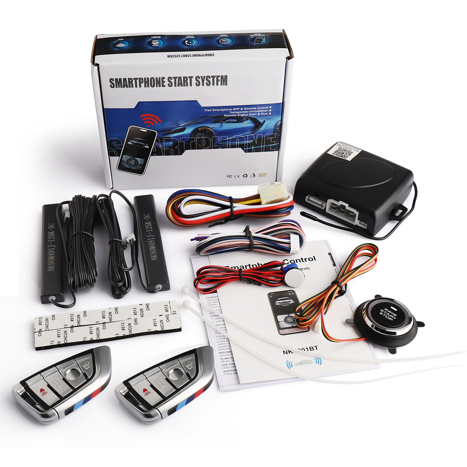 Remote Car Keyless Entry Engine Start Alarm System Push Button Starter Stop App