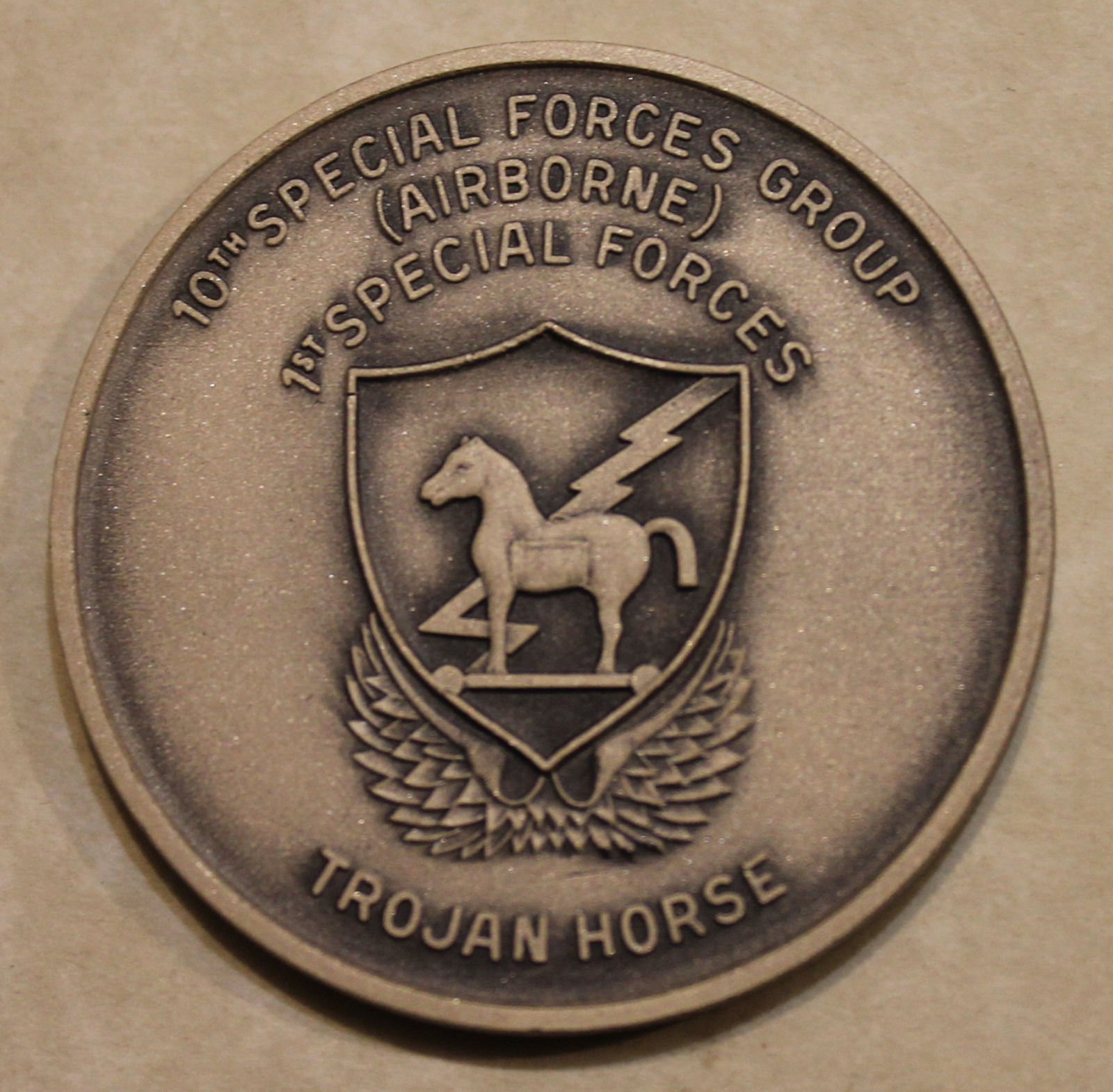 10th SFG Airborne 1st Special Forces 1980s version Army Challenge Coin