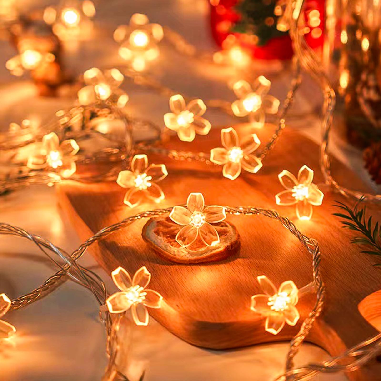 Decorative Flower String Lights Plug in for Bedroom, Connectable 33ft 100 LED...