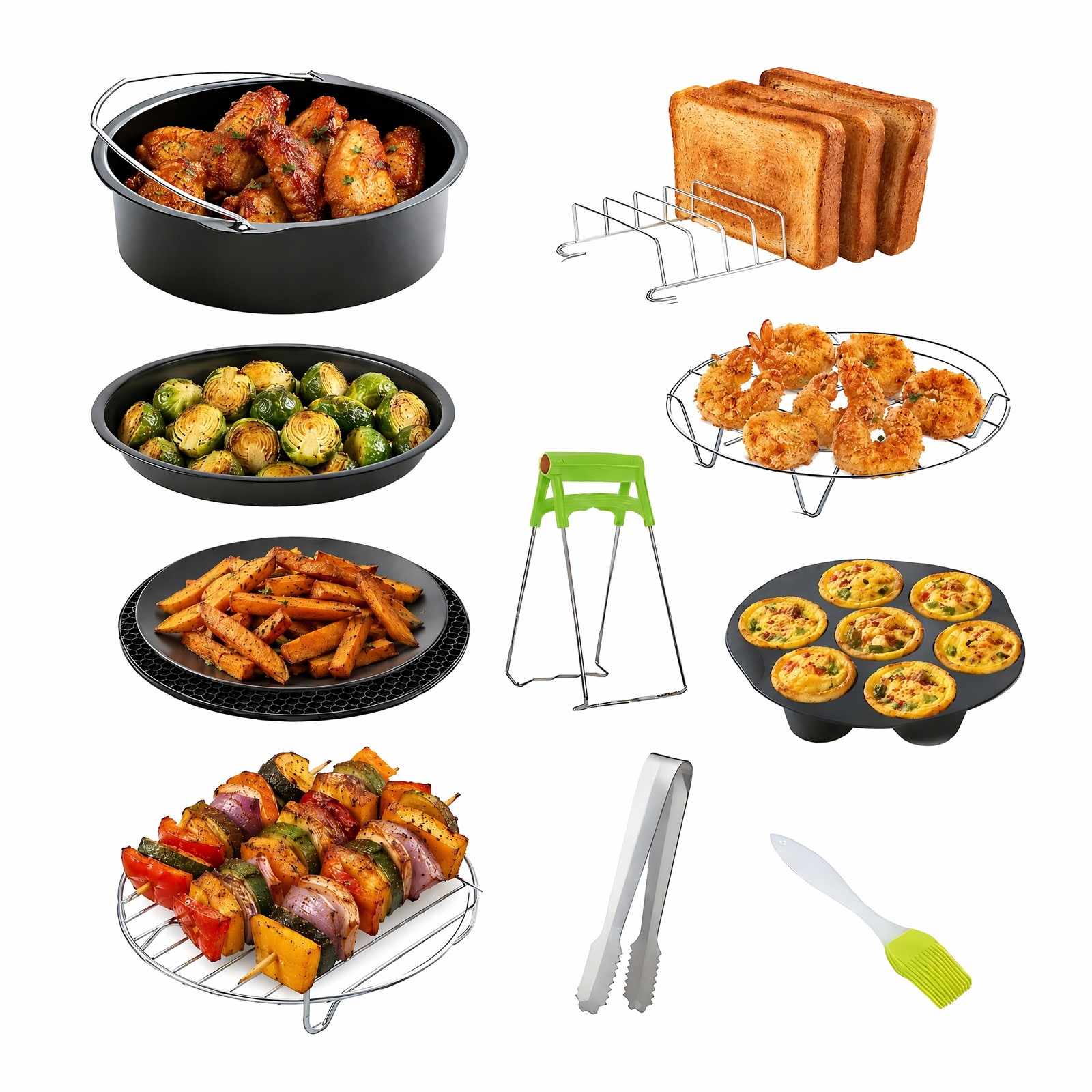 Air Fryer Accessories Kit - 10Pcs Universal for 8 Inch/9 Inch Air Fryer