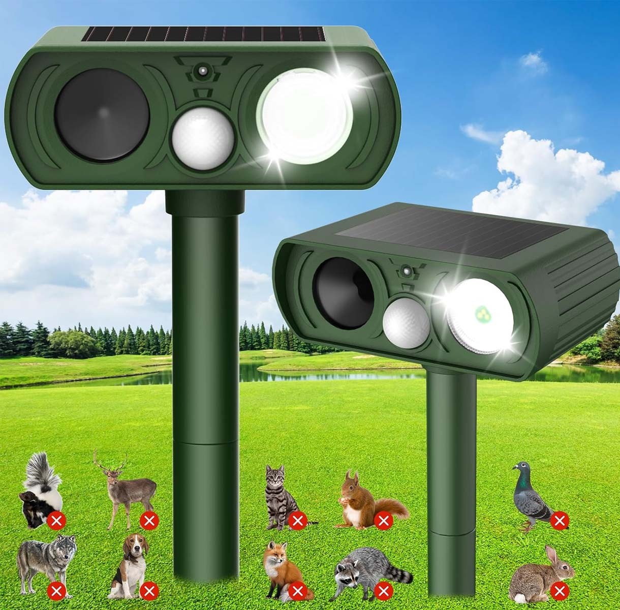 Solar Ultrasonic Animal Repellent,  Cat Repellent Outdoor with Motion Detection