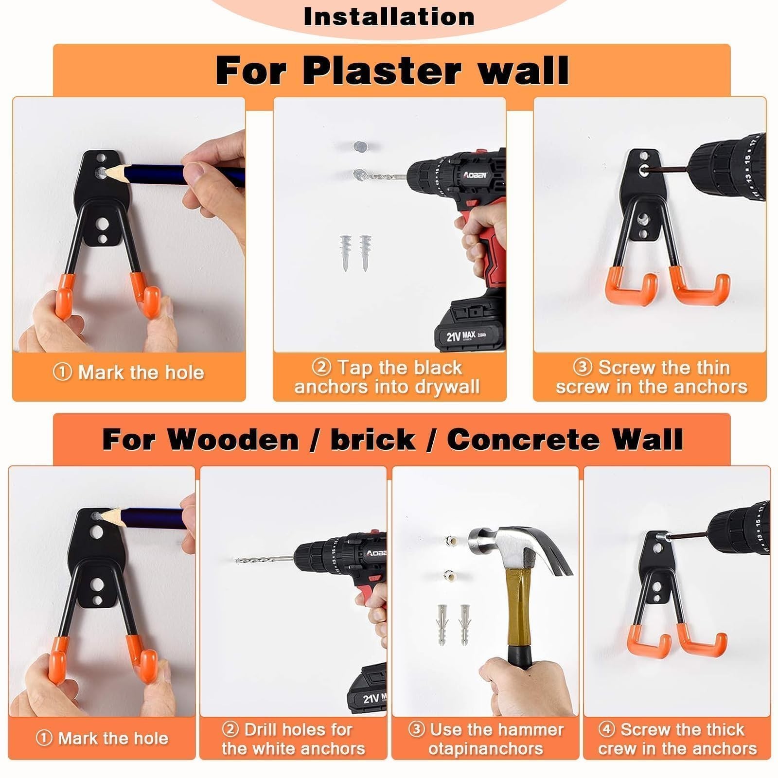 32 Pack Garage Hooks garage organization Steel Heavy Duty Garage Storage Hook...